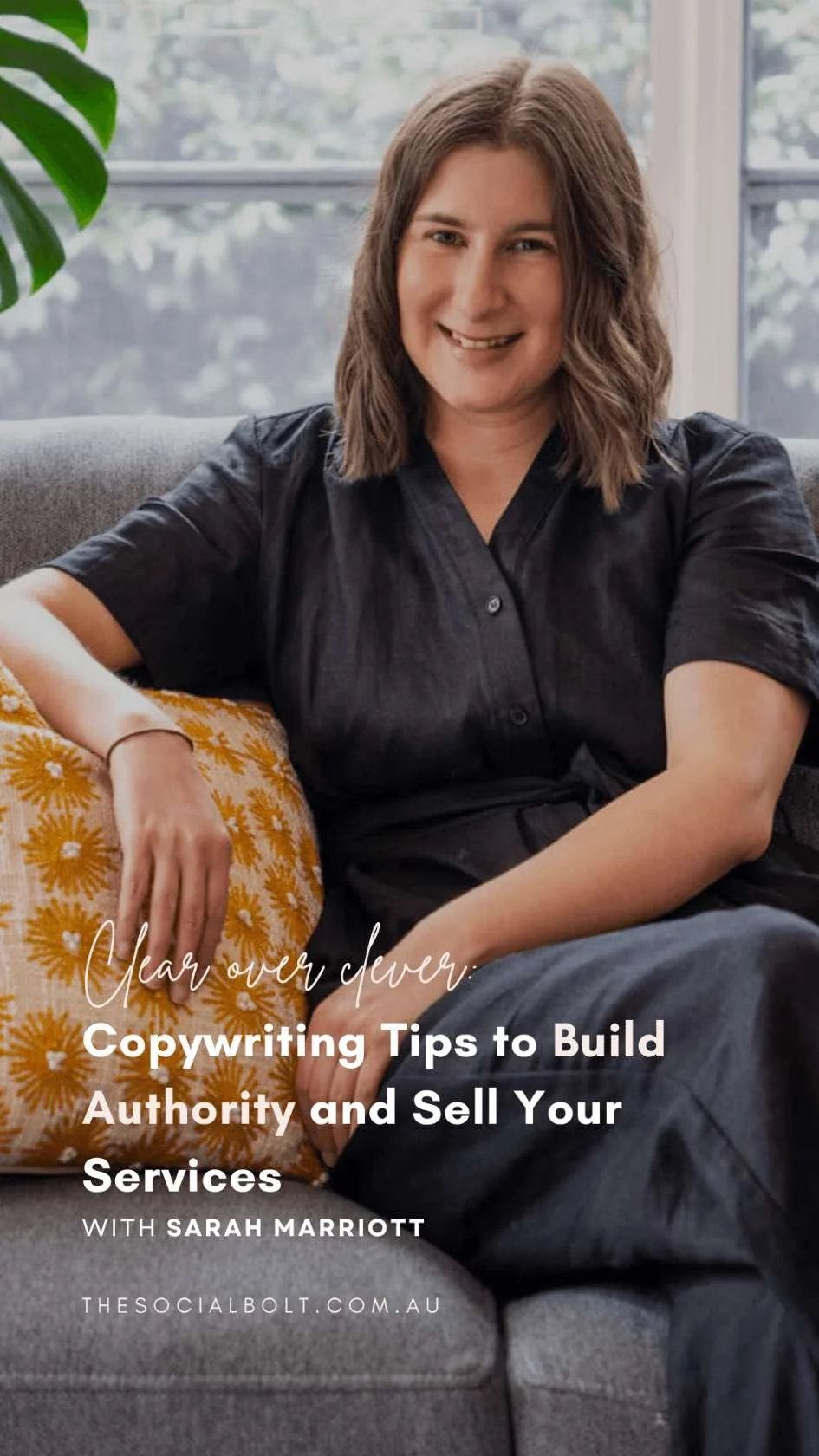 promo picture of Sarah Marriott on the How I Do Podcast with the subject of copywriting tips to build authority and sell your services