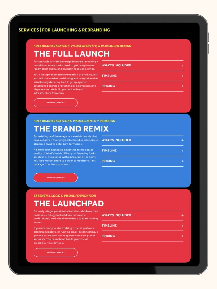 branding packages text layout on Katie Mont's services page showing the correct way to display them