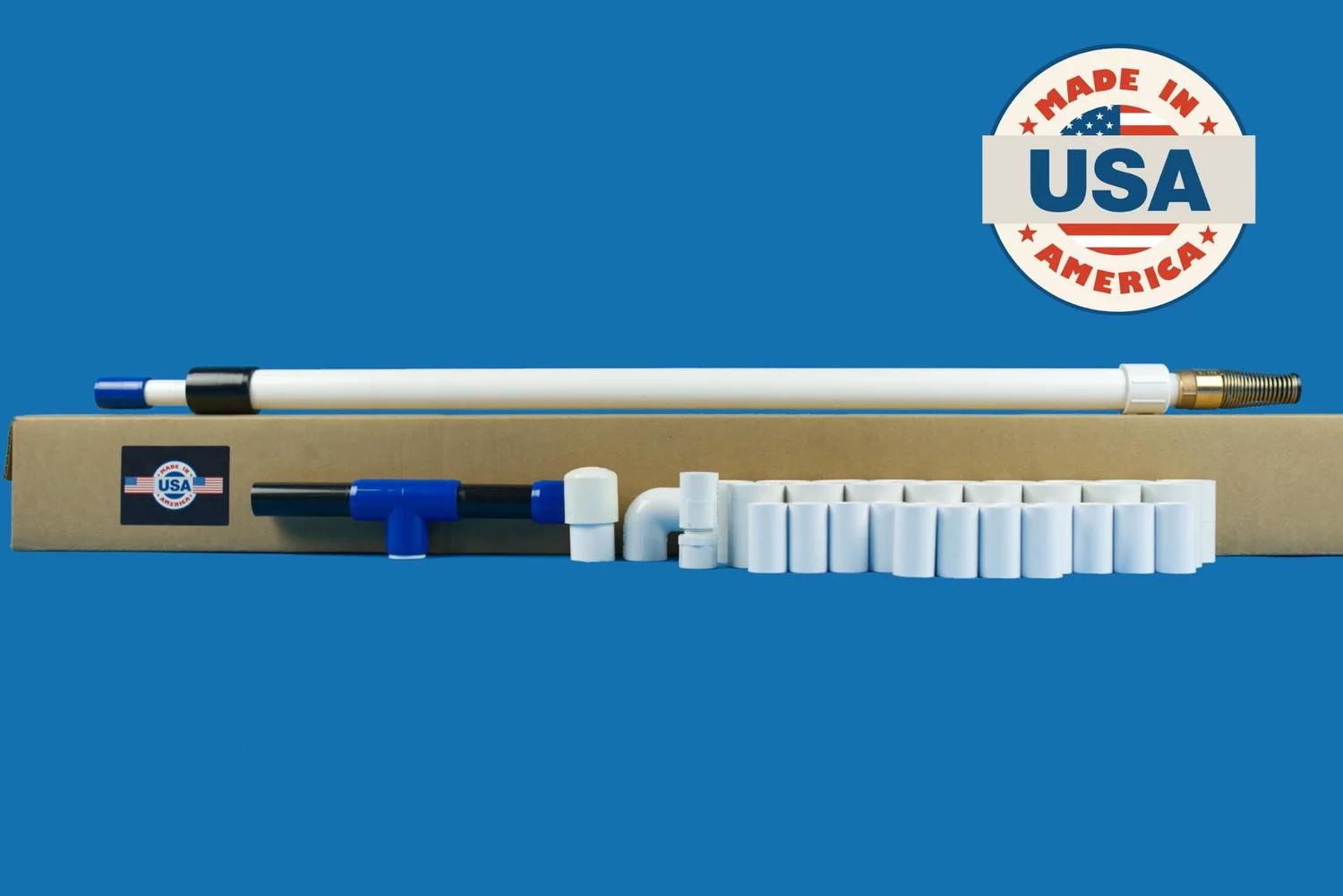 Epp American-made hand pump kit with piston, foot valve, handle, couplers, and installation fittings