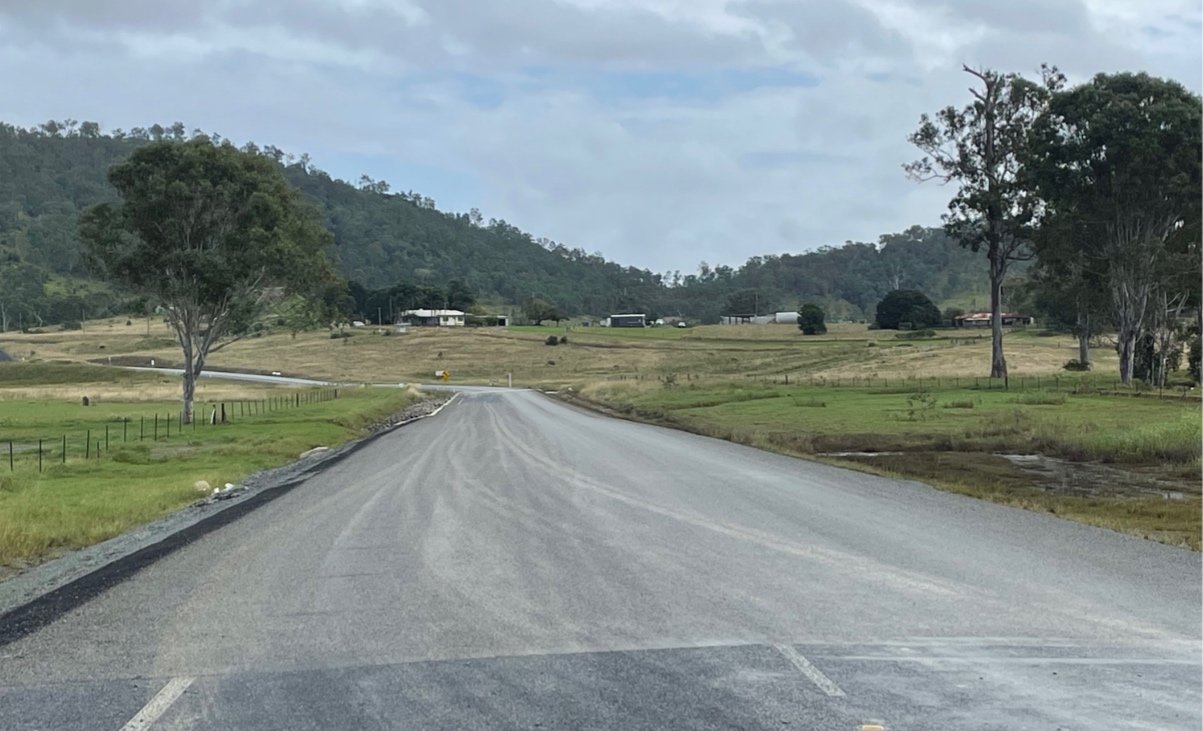 After: 7 days after the flood event reconstructed road ready for heavy vehicles