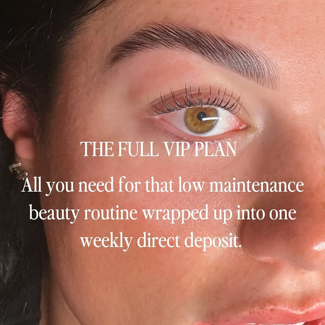 THE FULL VIP
We wanted this package to cover EVERYTHING our long term clients come back for. So not only does it include your initial lash filler &amp; tint + signature brow lamination&hellip;. BUT you get your 4 week maintenance included with a comp