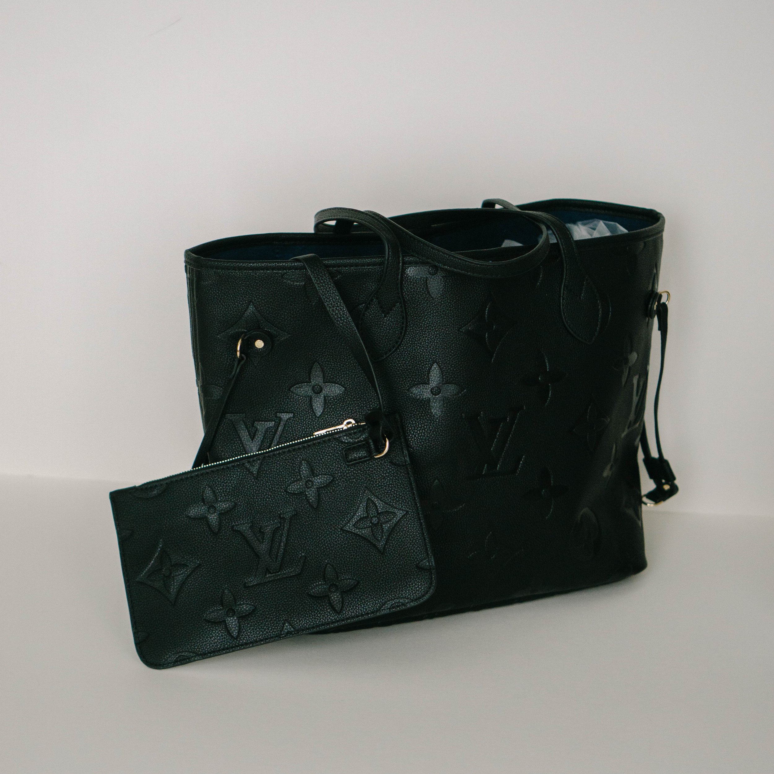 lv black embossed neverfull