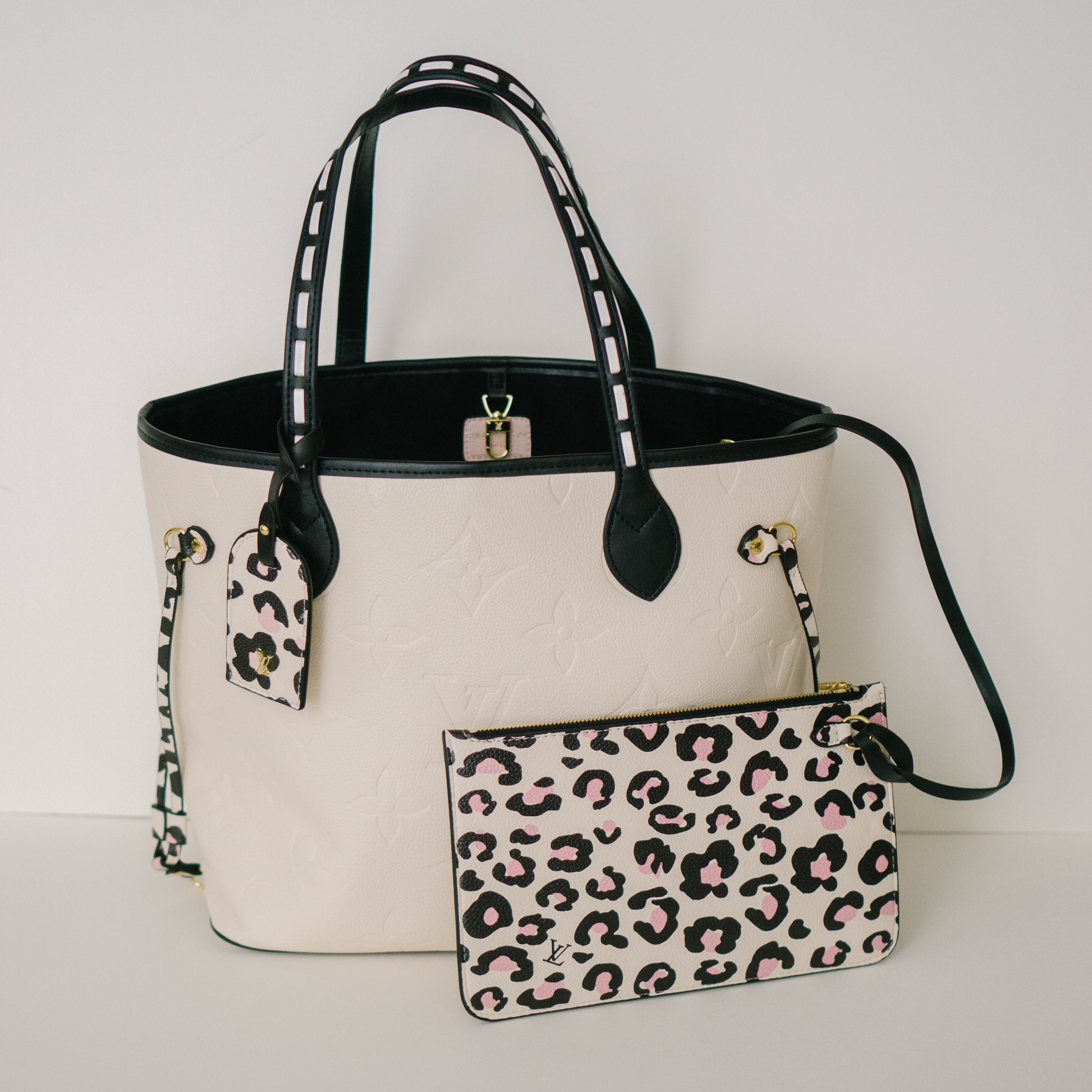black louis vuitton bag with cheetah print
