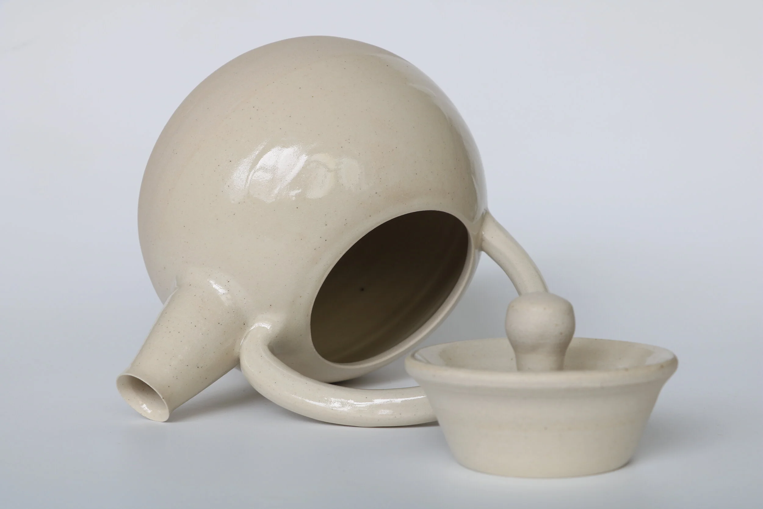 Round Bellied Teapot, White Stoneware.