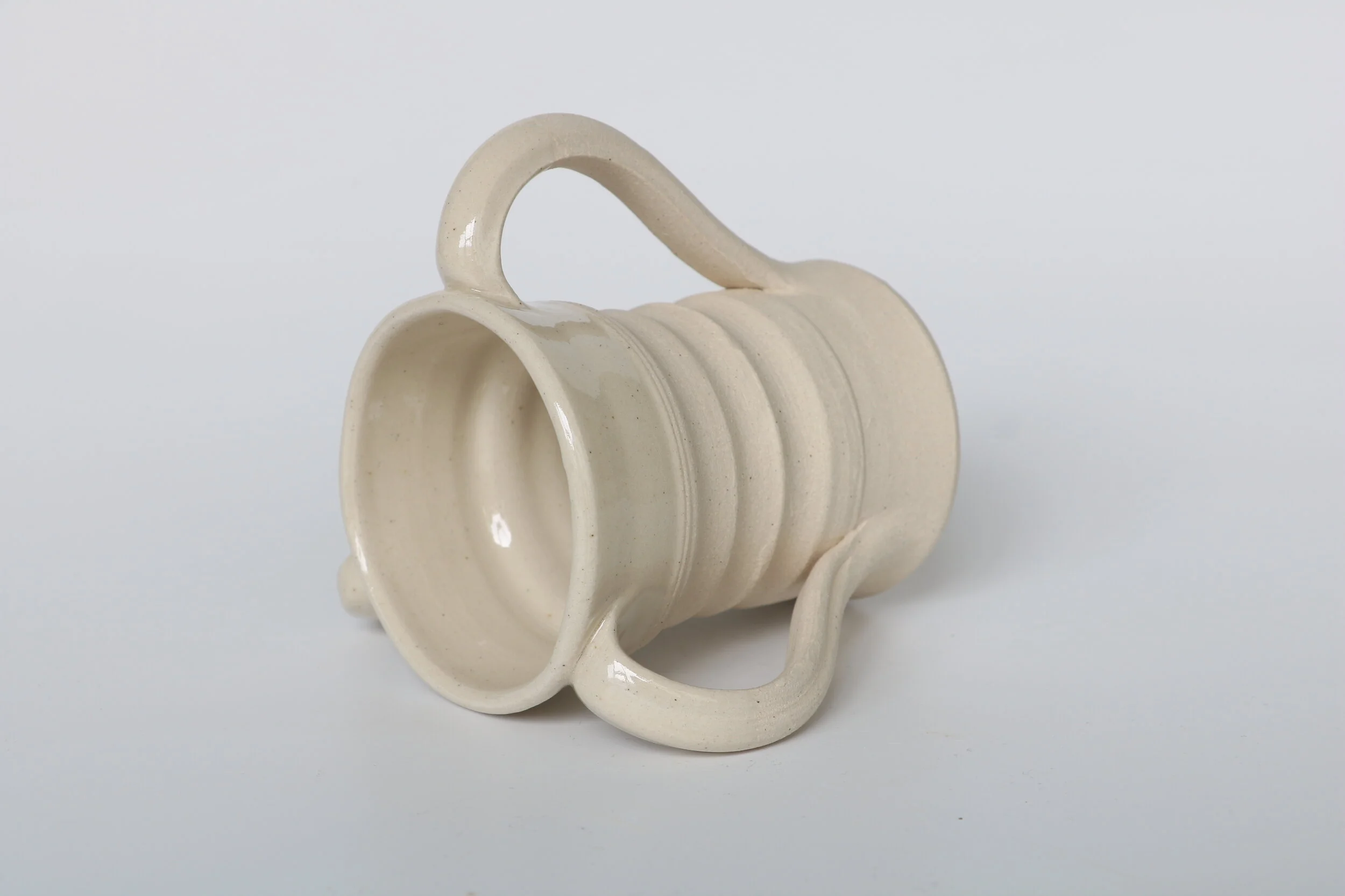 Three Handled Vessel, White Stoneware.