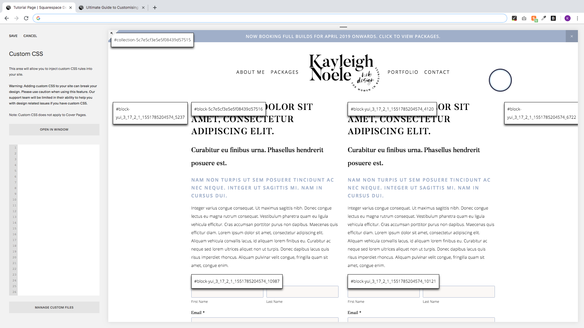How To Target, Edit and Apply CSS To A Specific Block On Squarespace