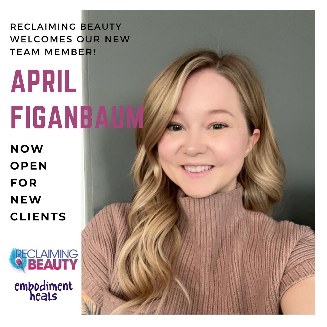 🦚 Reclaiming Beauty, PLLC has expanded and we are happy to share April Figanbaum, LCMHC @april_492 has joined our team of passionate, effective, experienced eating disorder and trauma therapists. April has openings for teens and young adults with ea