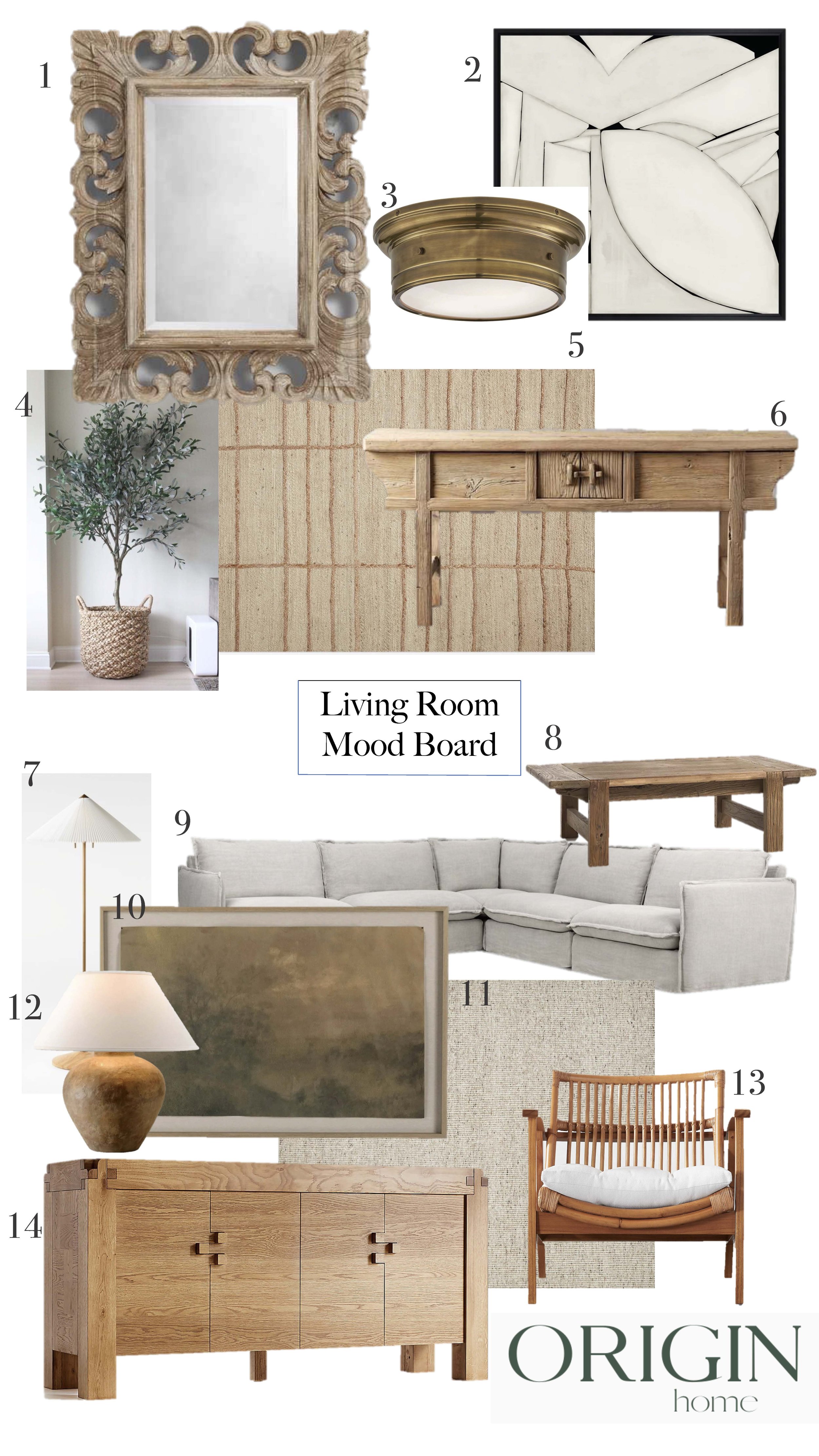 Rustic Modern Living Room Mood Board — ORIGIN home