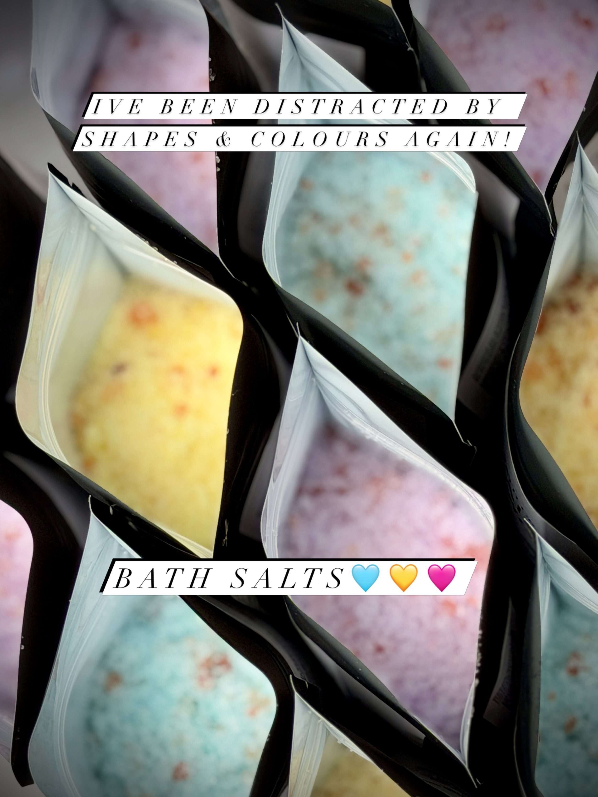 There&rsquo;s something strangely satisfying about this stage ✨ The bath salts have finished curing and now it&rsquo;s time to pouch them up. I don&rsquo;t know if anyone else notices these things, but I find so much inspiration in shapes, patterns a