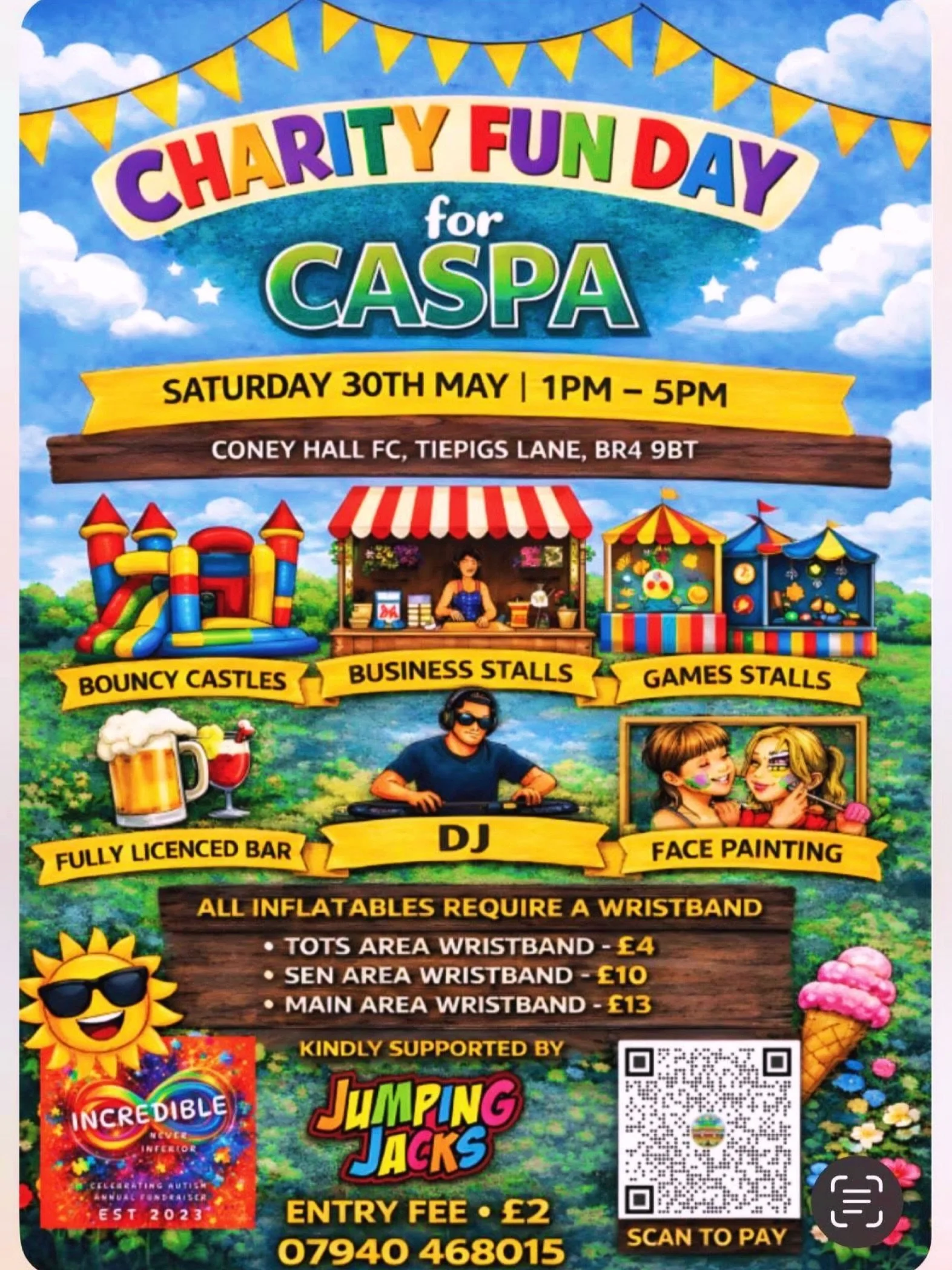 🌞 THIS IS WHERE YOU CAN FIND US THIS WEEKEND!

We are so excited to be attending this AMAZING Charity Fun Day for CASPA! 🎉
📍 Coney Hall FC, Tiepigs Lane, BR4 9BT
🗓 Saturday 30th May
⏰ 1PM &ndash; 5PM
✨ Lots of amazing stalls on the day
✨ Bouncy c