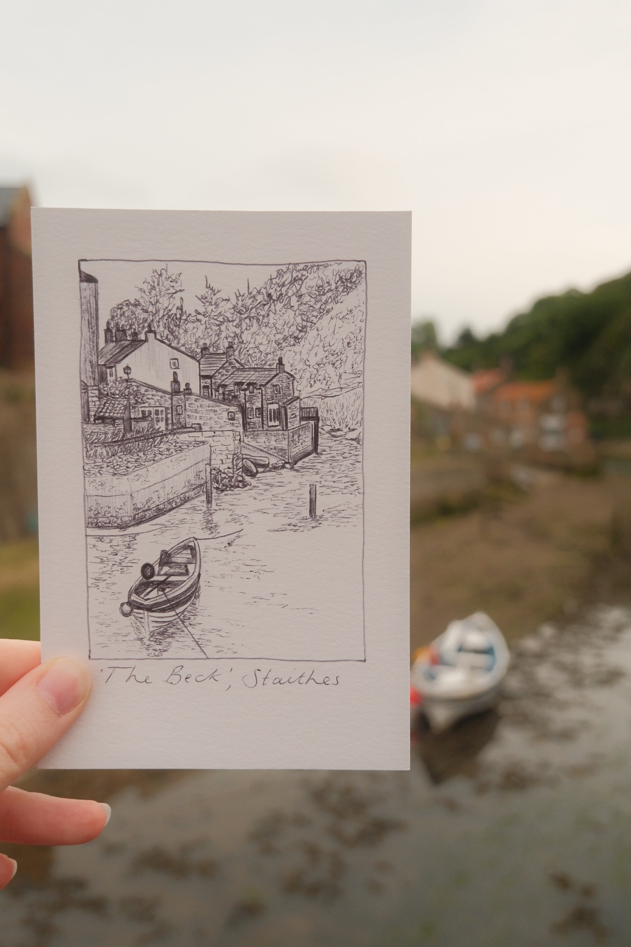 'The Beck', Staithes - A6, pen illustration