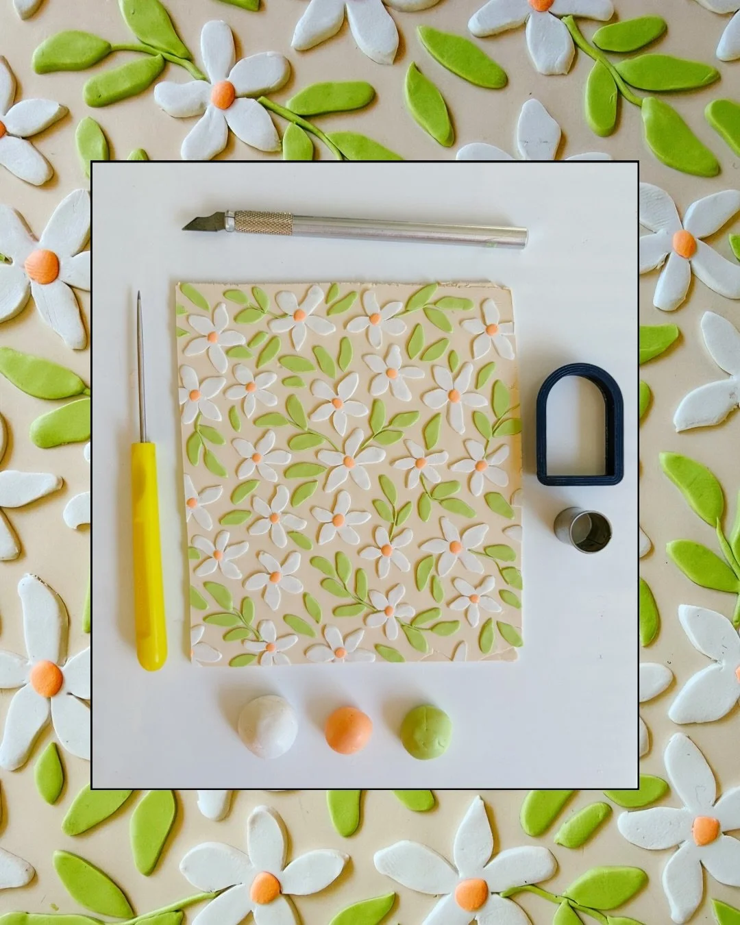 First slab for 2026! ✌🏻 summery but make it fun &amp; fresh. Entirely hand cut with my exacto knife 🫶🏻