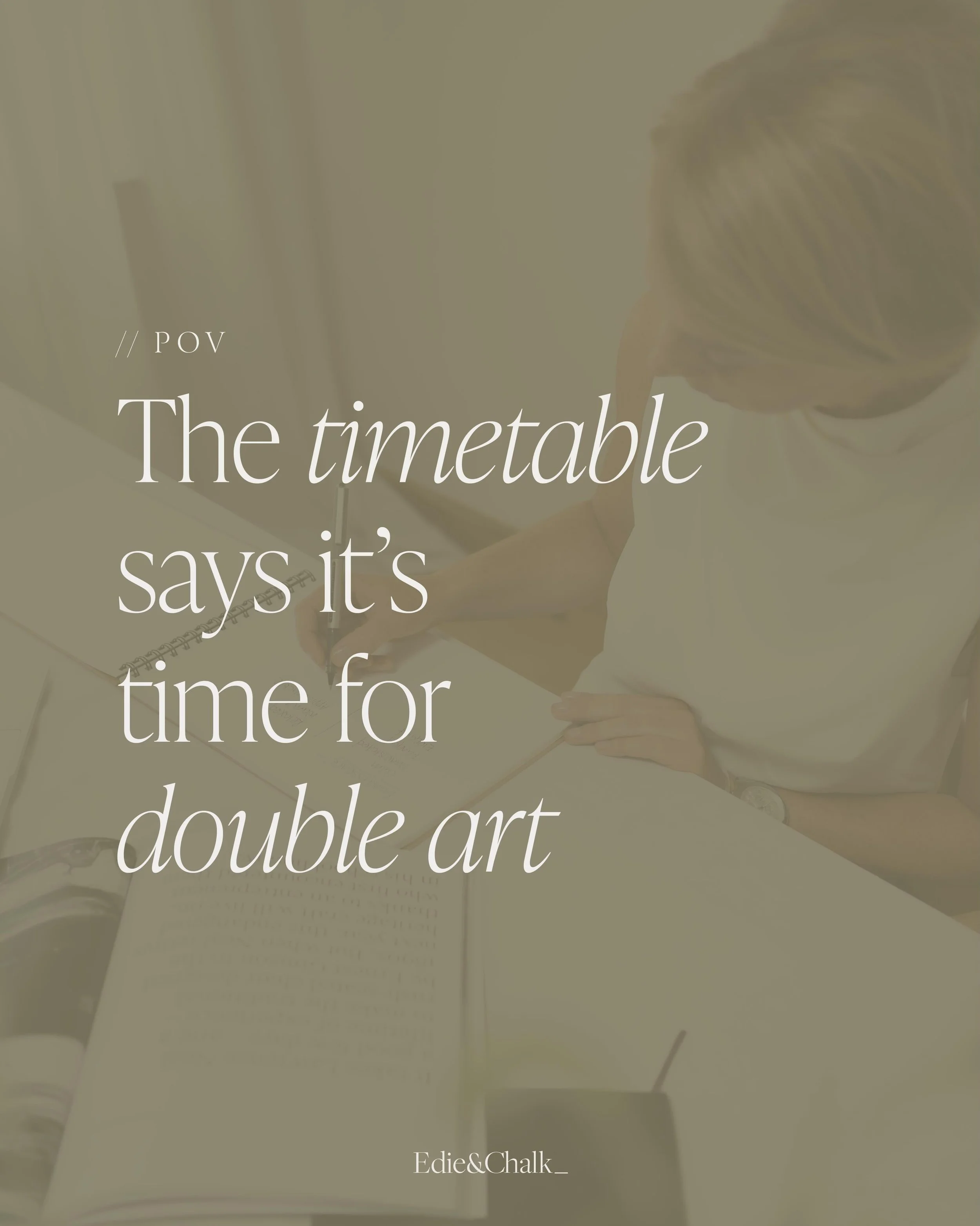 POV: When the timetable says it&rsquo;s time for double art.

Last week I visited a new client.  For somewhere in the region of two and a half hours, five of us sat in a room and discussed their new venture. 

They shared with me their journey to dat