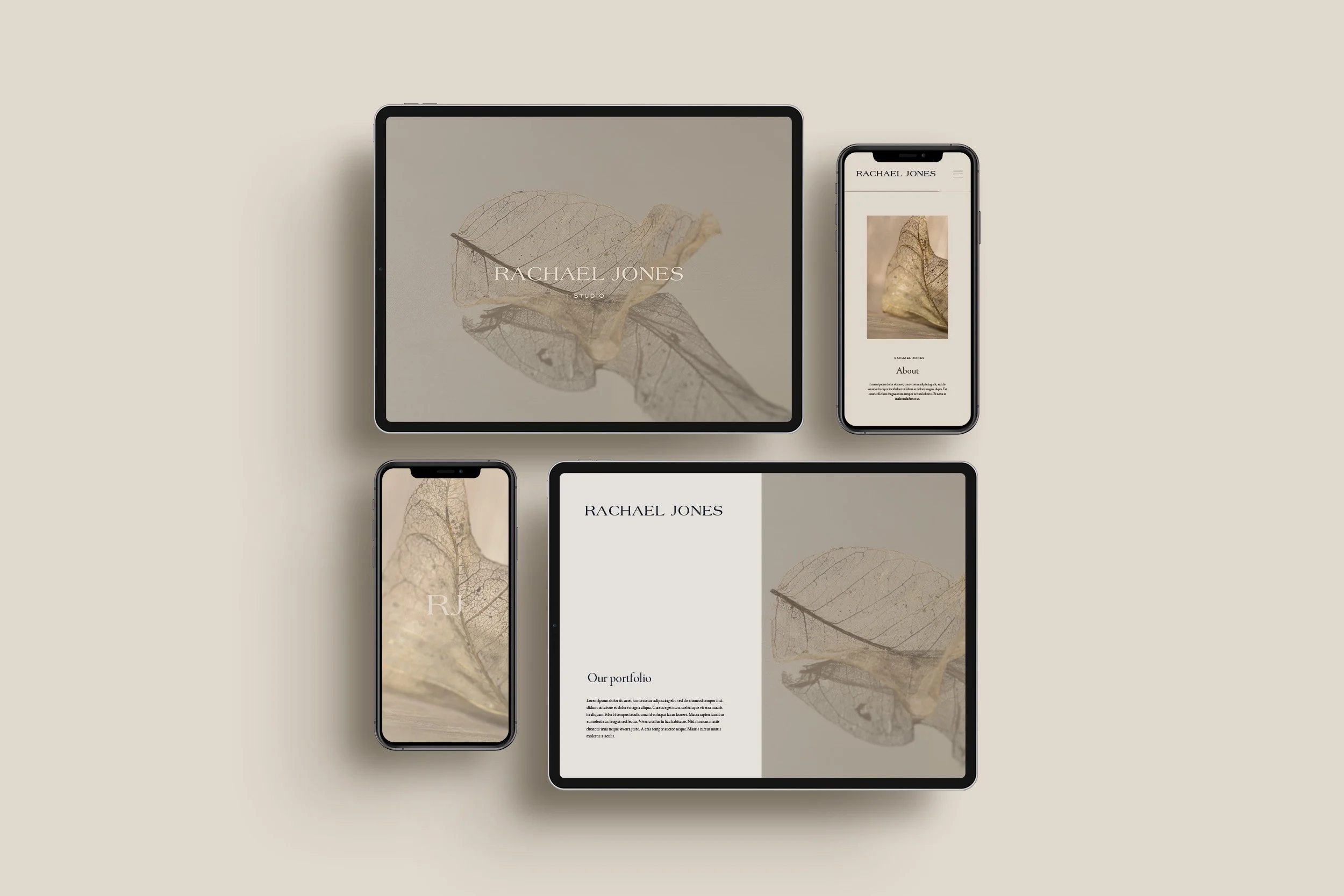 Multi device mock up on neutral background