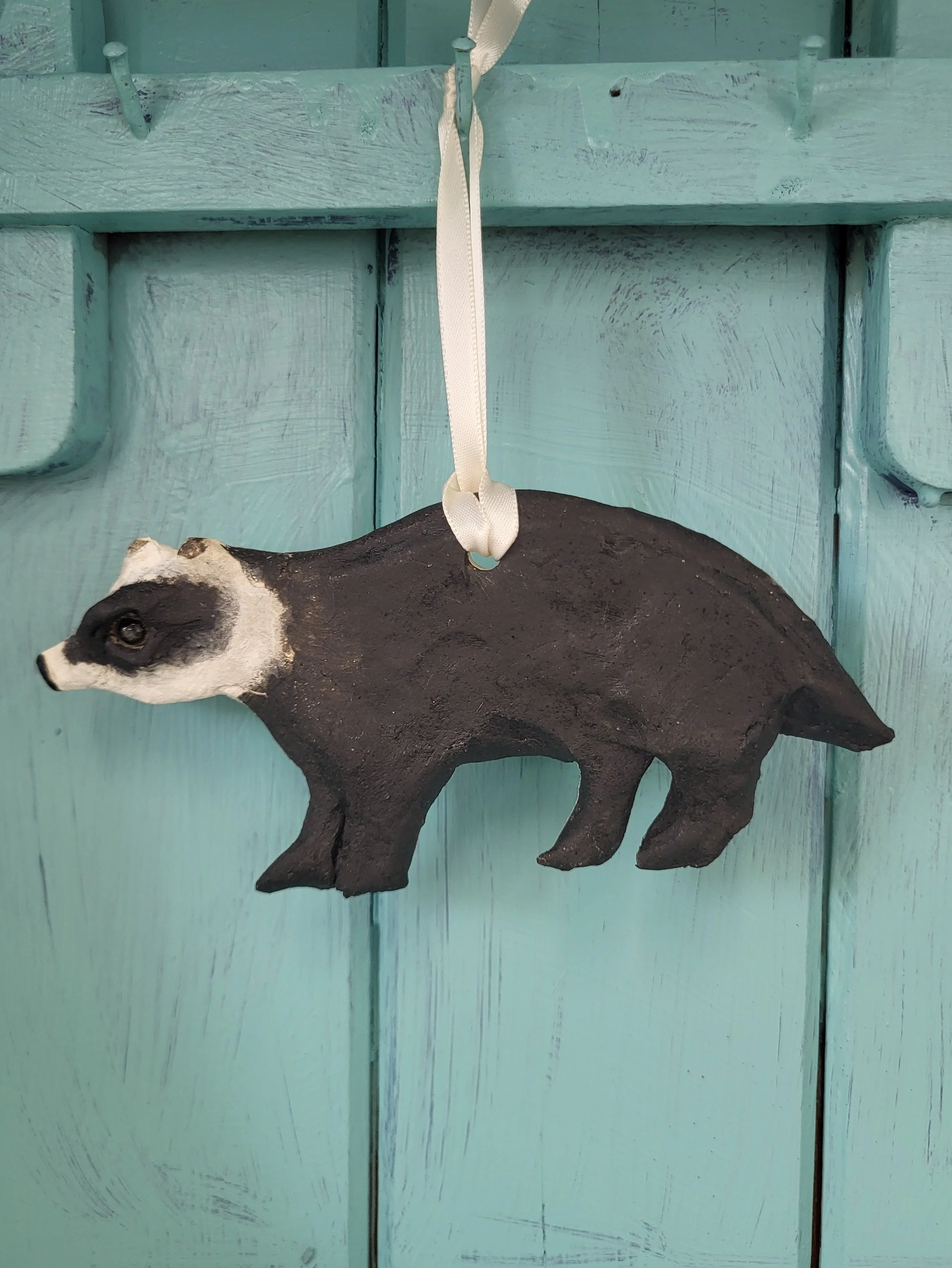 Badger hanging ceramic charm