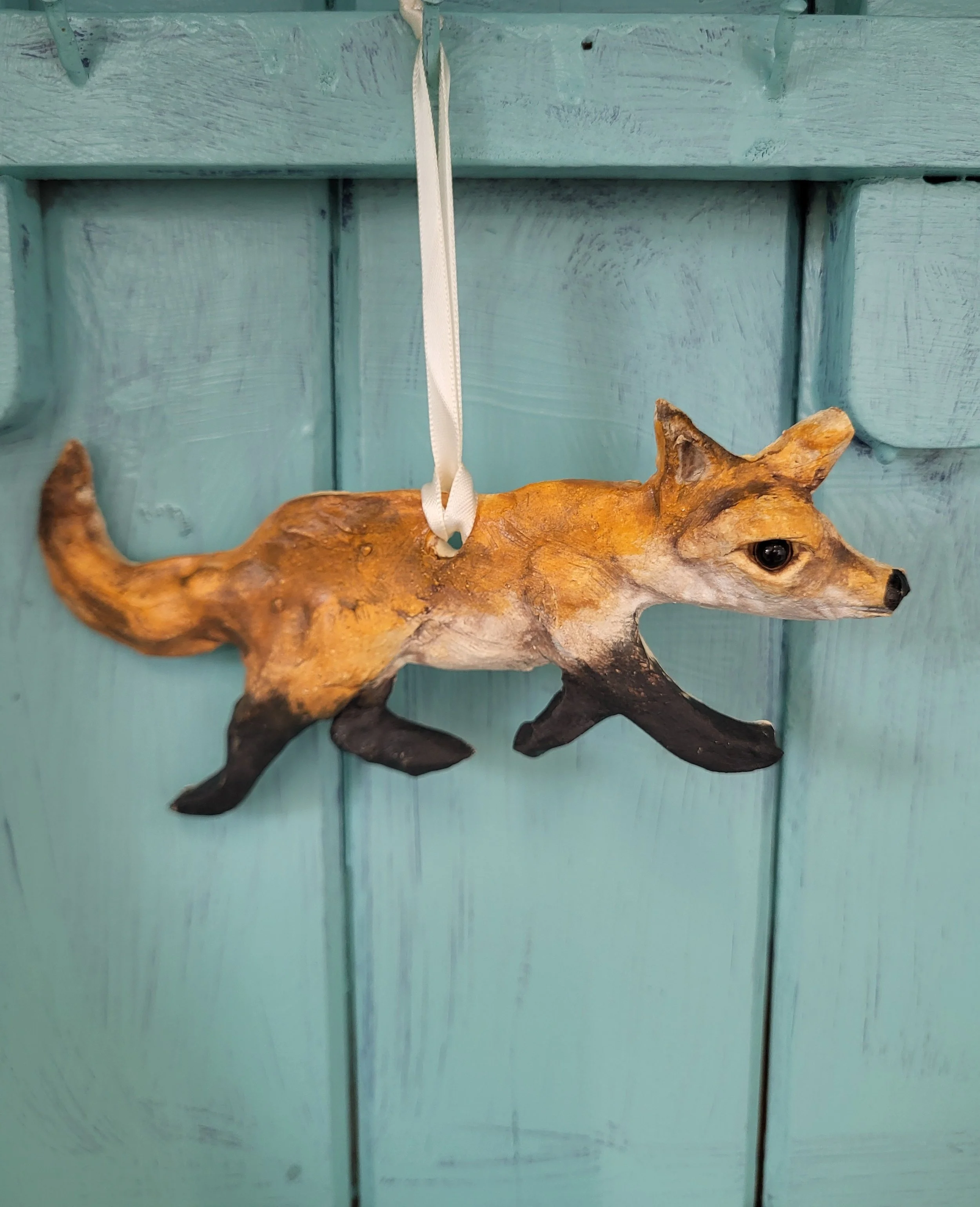 Fox hanging ceramic charm