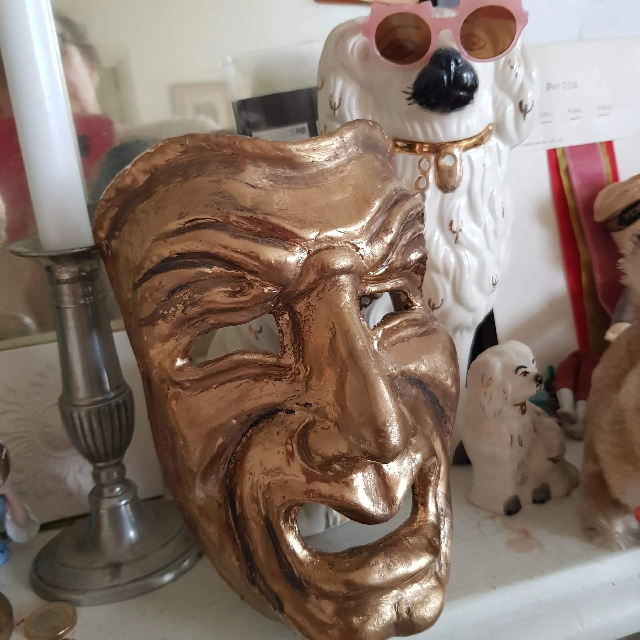 Paper Mache Greek Tradedgy Mask 
Private commission.