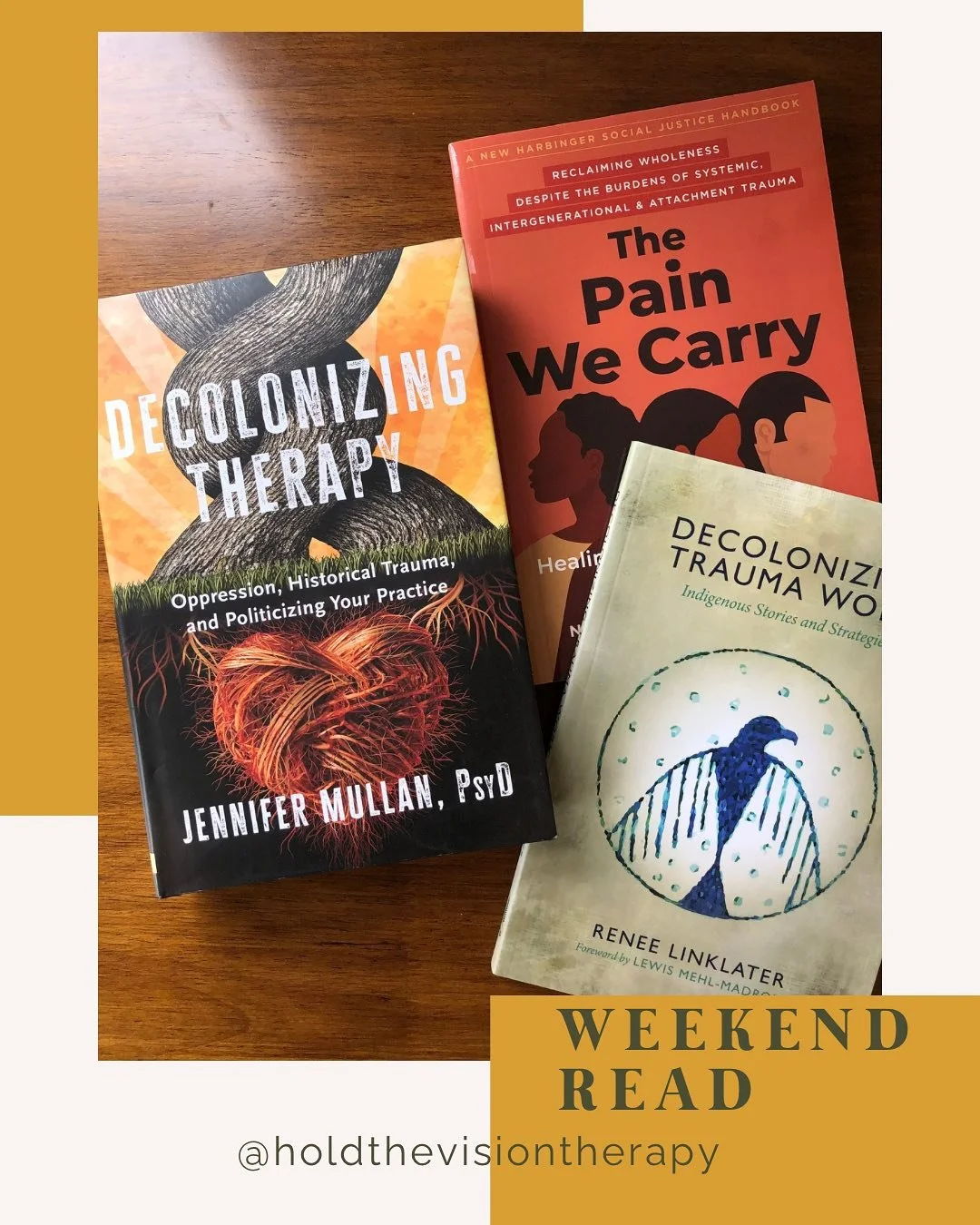 Revisiting @decolonizingtherapy a year later and couldn&rsquo;t leave out &ldquo;The Pain We Carry&rdquo; by @nataliegutierrezlmft or &ldquo;Decolonizing Trauma Work&rdquo; by Renee Linklater! 

&ldquo;We all evolve and expand when we can hold one&rs