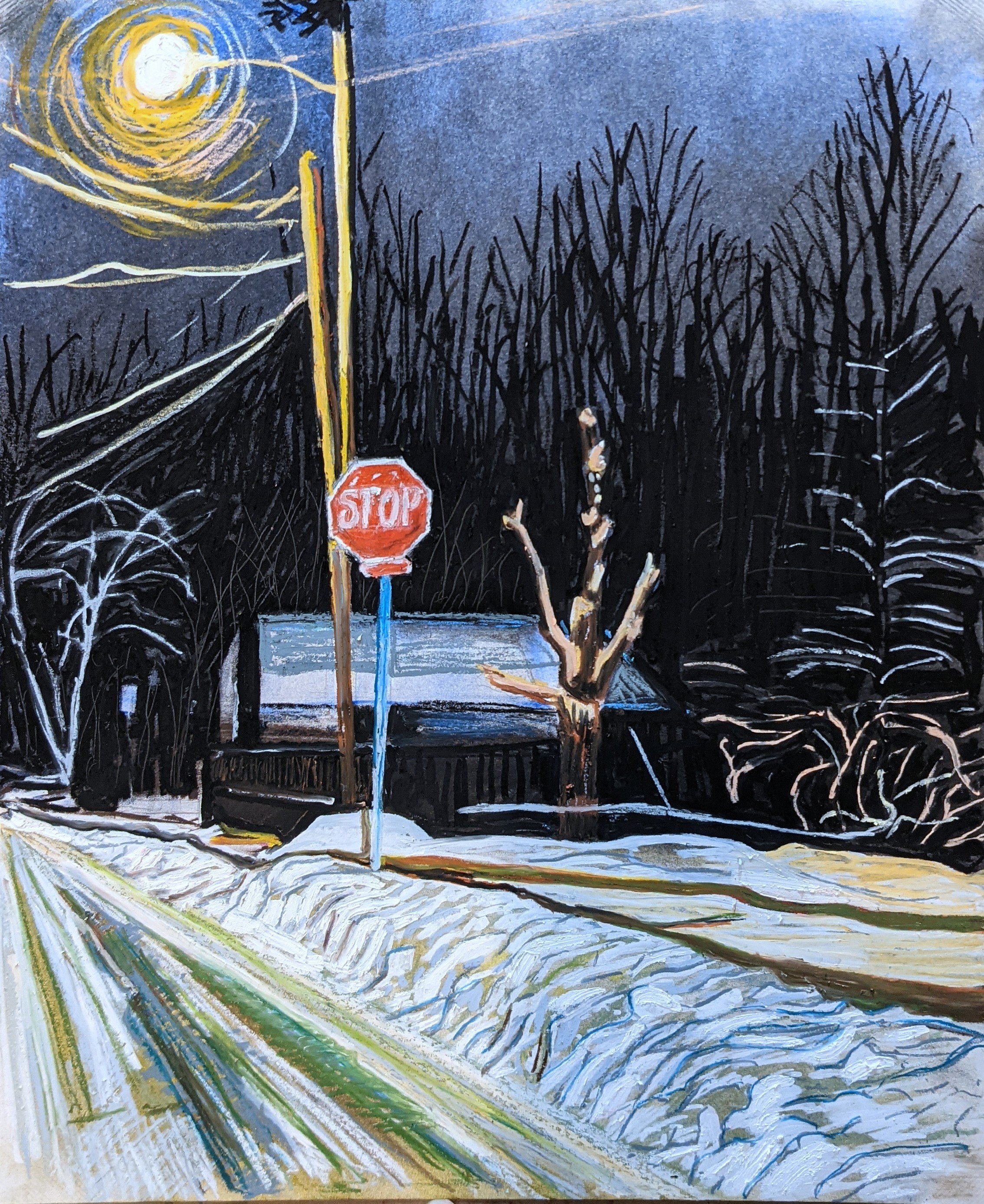 "Night Drive", 16" x 20", pastel on paper