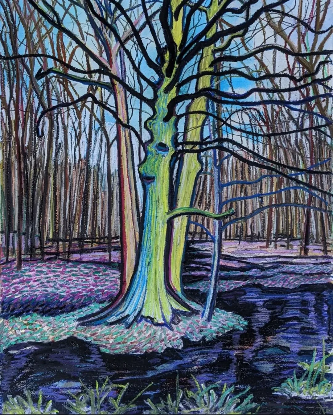 "Forest of Mud", 18" x 24", watercolor and pastel on paper
