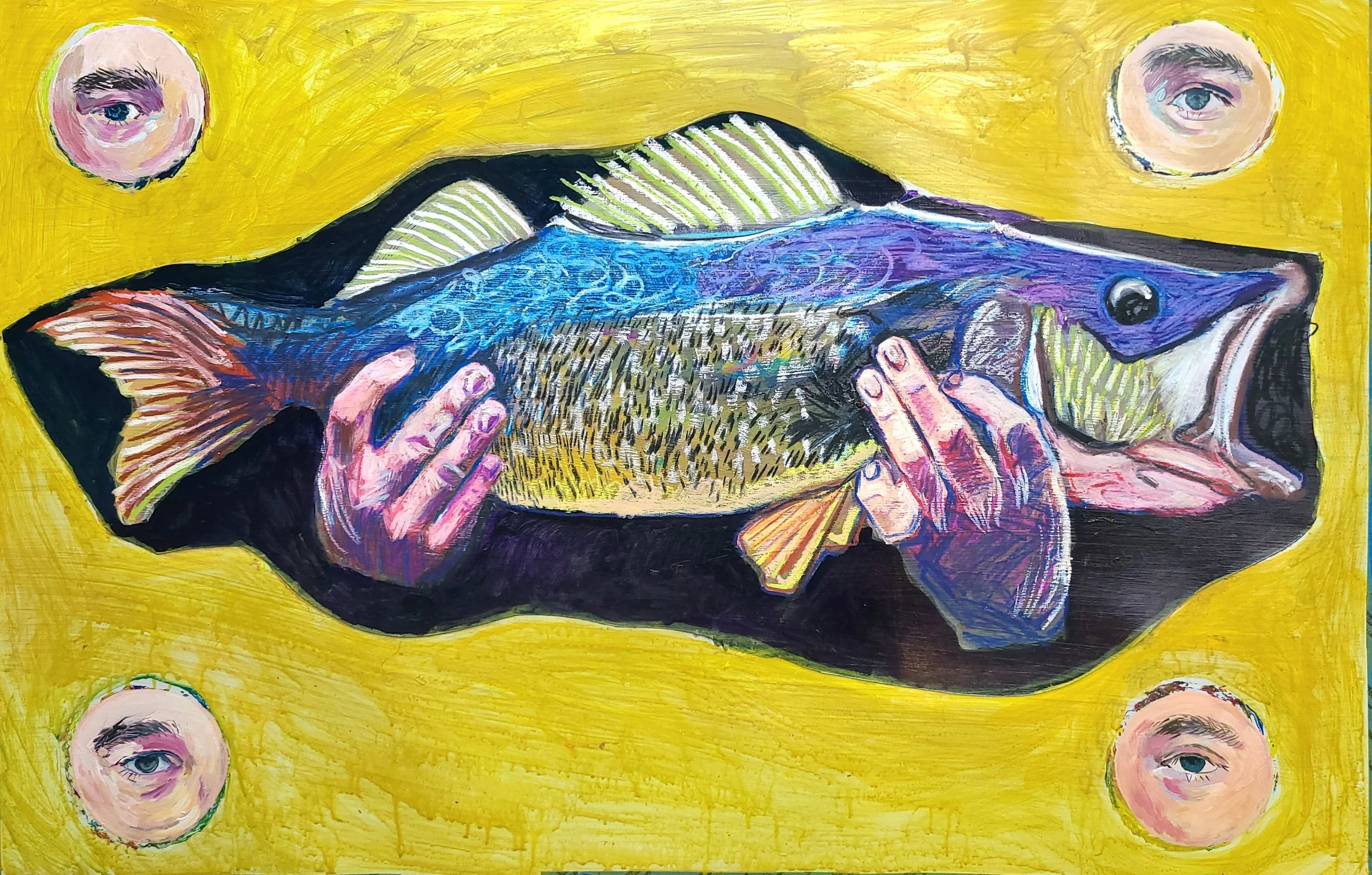 "Blood Gift", 28" x 40", acrylic, pastel, and collage on paper