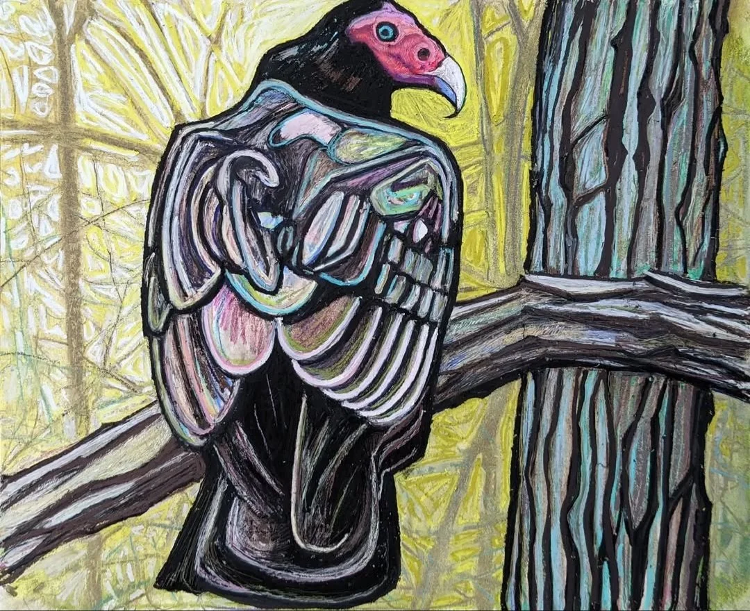 "Looking", 14" x 17", soft pastel and oil pastel on paper