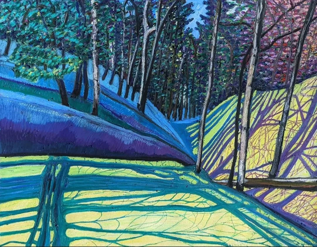 "Two Hills", 12" x 16", oil pastel on paper