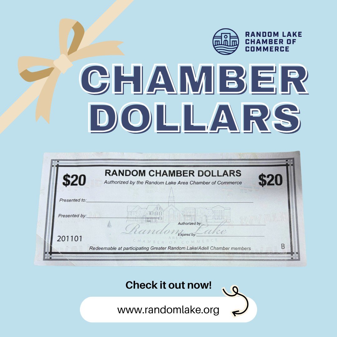 💵 Shop Local with Chamber Dollars 💵

Looking for the perfect gift&mdash;or just a great way to support local? Chamber Dollars are the answer!

These gift certificates can be used at participating Random Lake Chamber businesses, making them a flexib