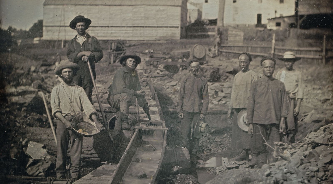 Gold rush miners, 1852. Courtesy of California History Room, California State Library.