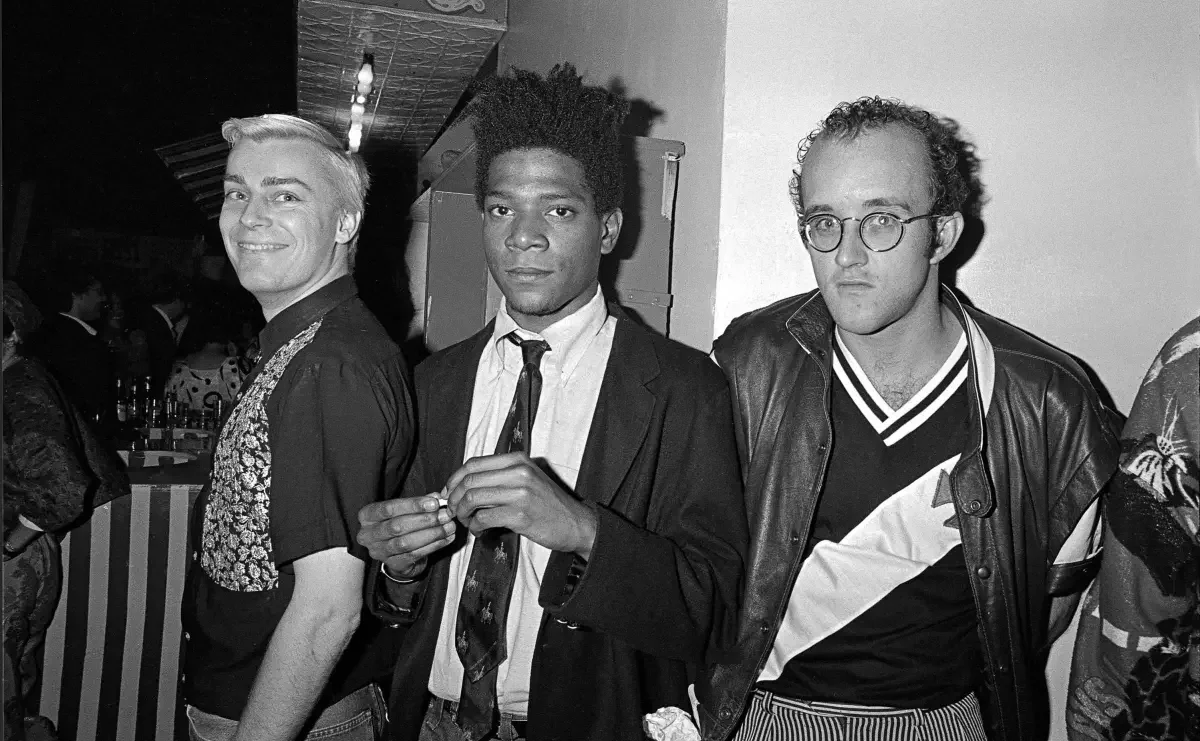 Keith Haring pictured with Jean-Michel Basquiat