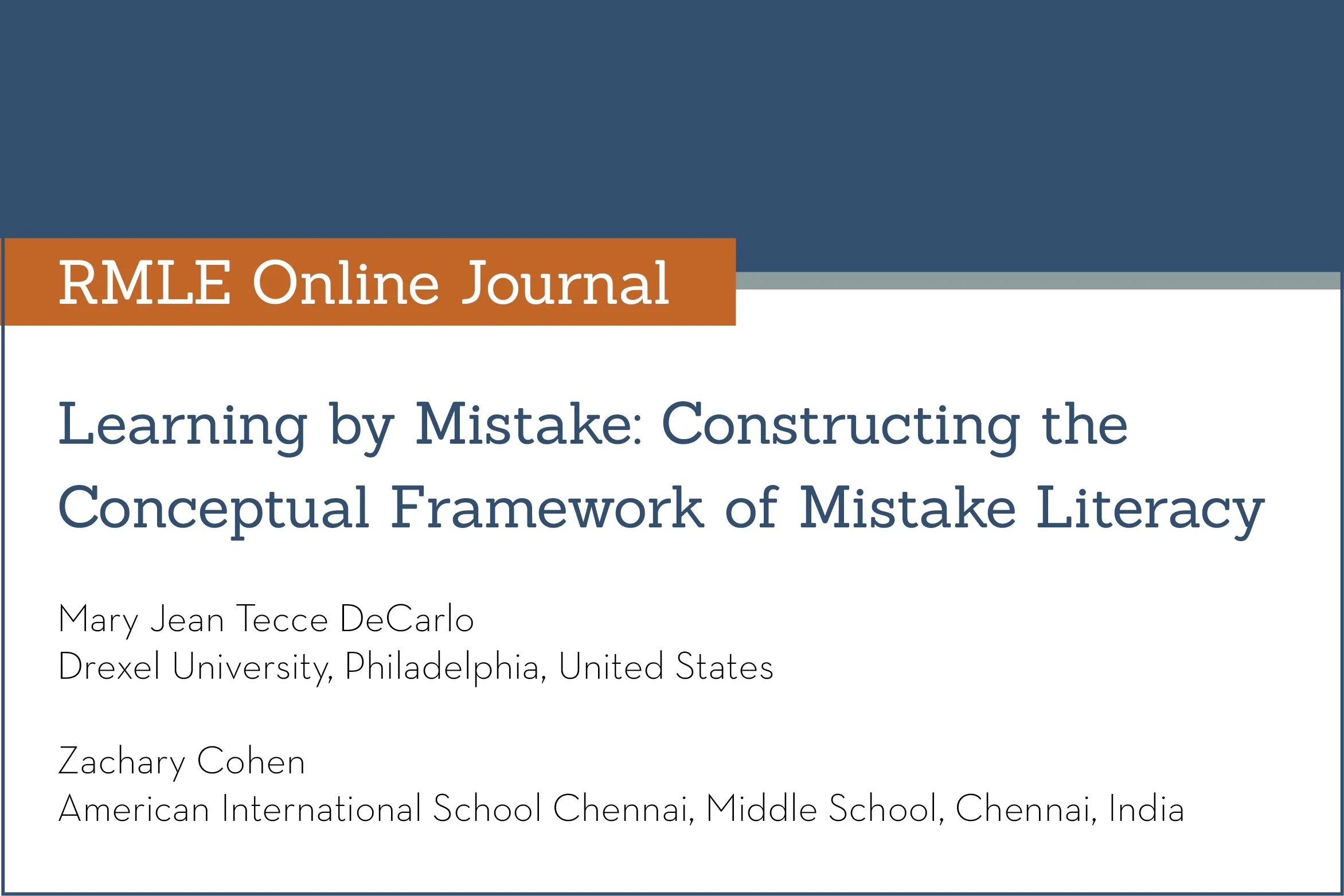RMLE Online Journal: Learning by Mistake: Constructing the Conceptual Framework of Mistake Literacy