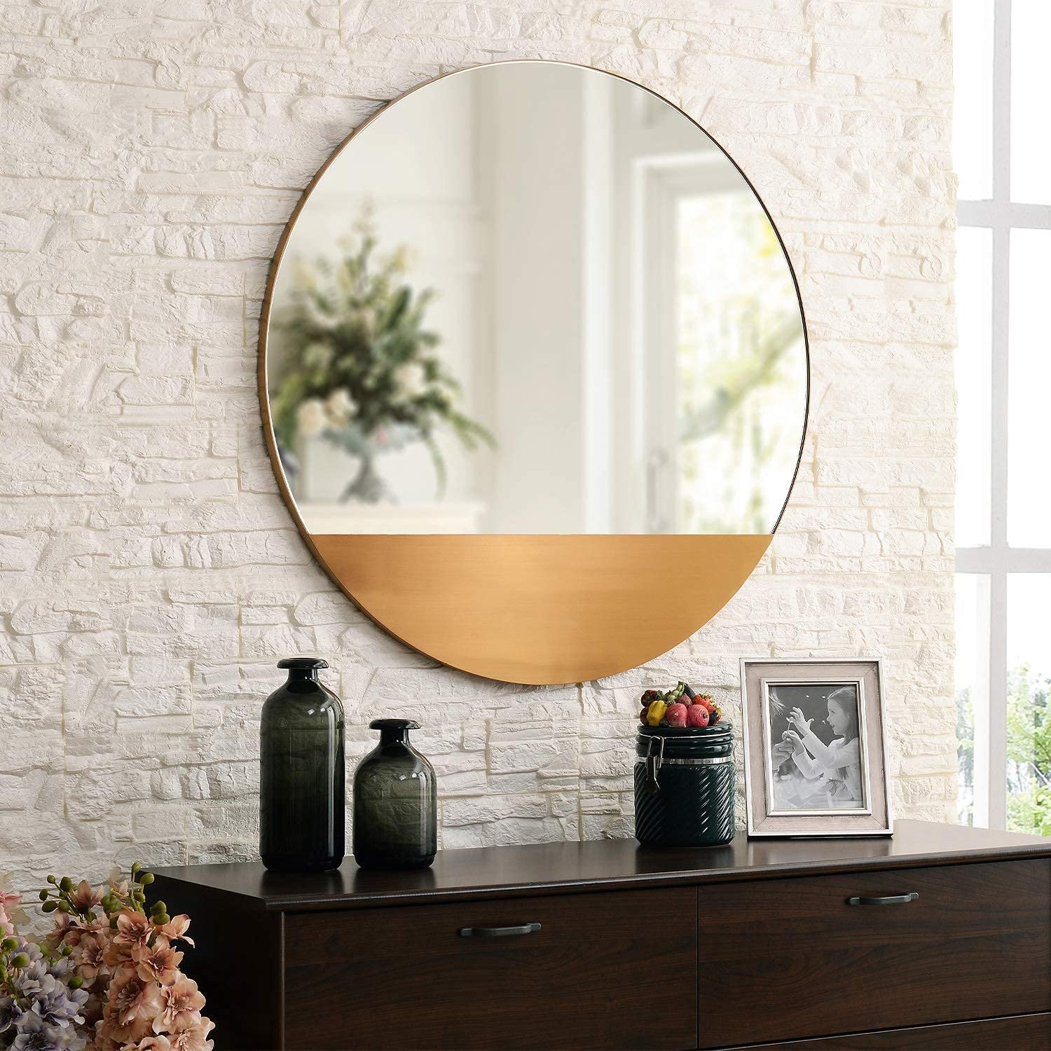 32" Half-gold mirror, $160