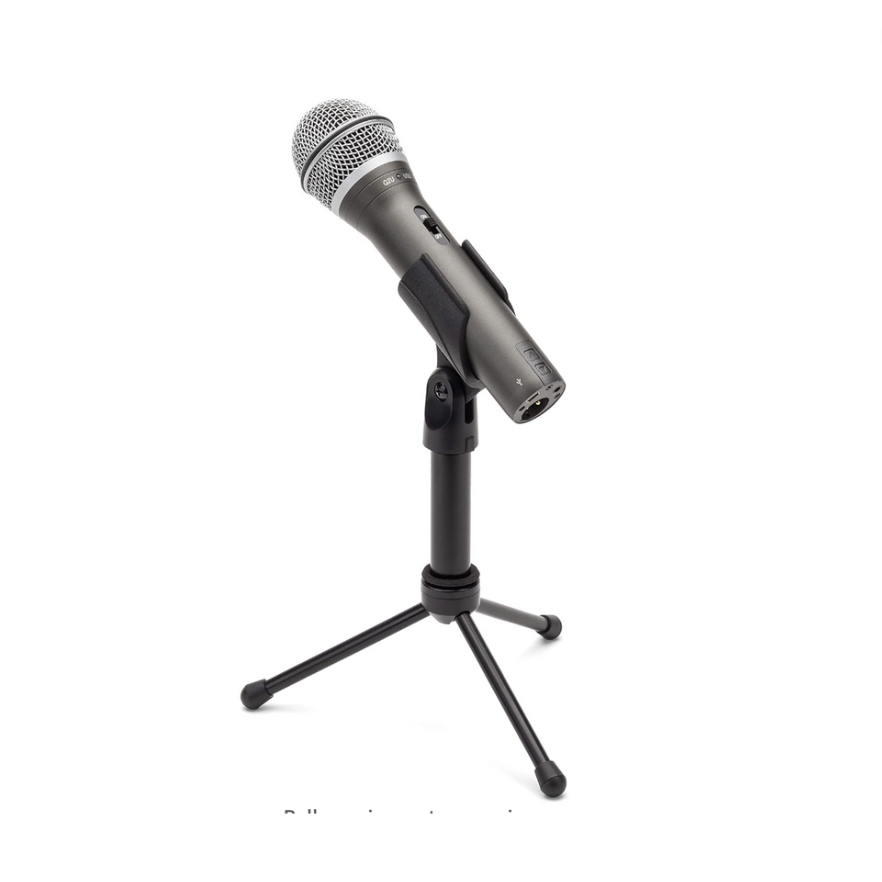 Microphone on a desktop stand