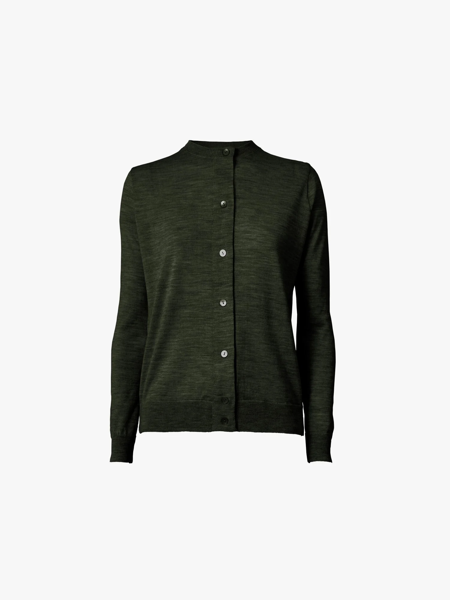 Cardigan 5 Superfine Merino Waldgrün mel.