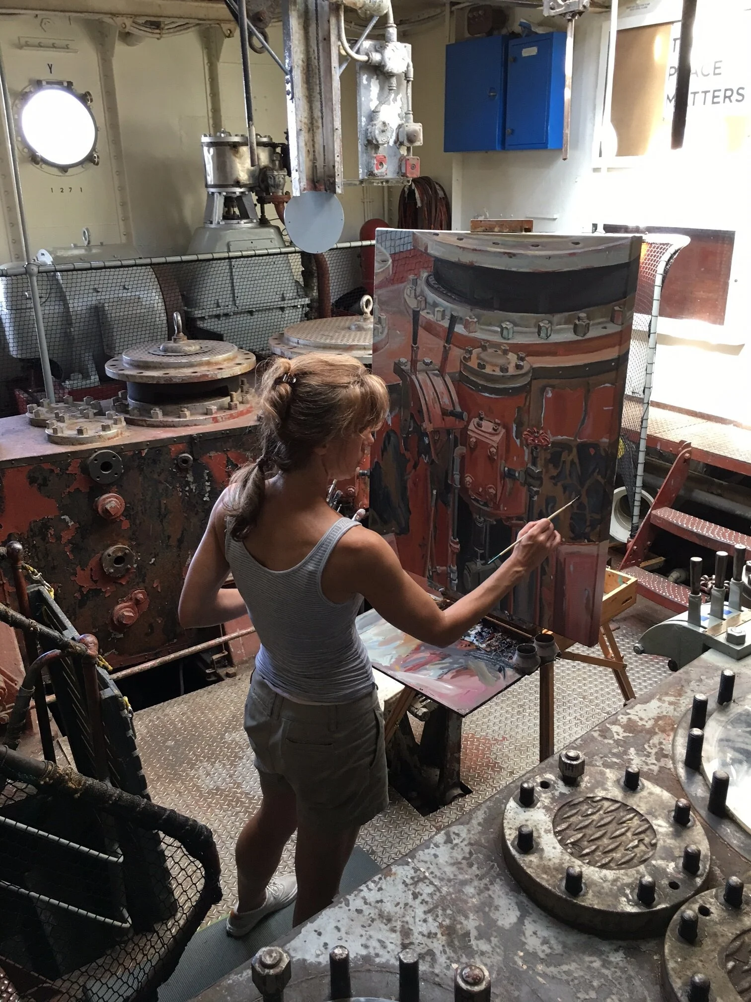  In the engine room of  the Steamship Lilac Pier 25, NY, NY 