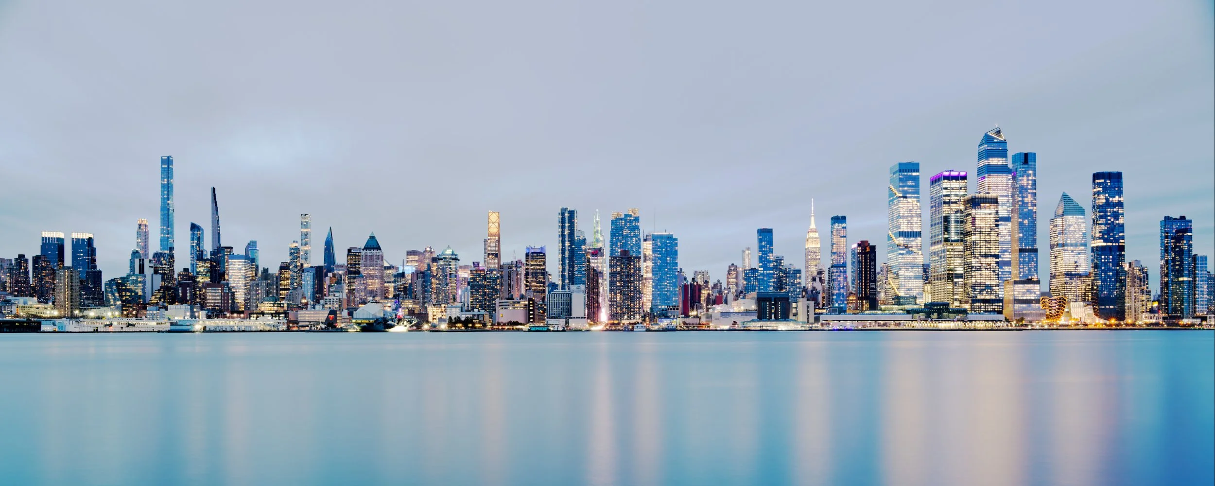 Midtown Manhattan, New York dusk panorama.  Photography by Douglas Seigars.