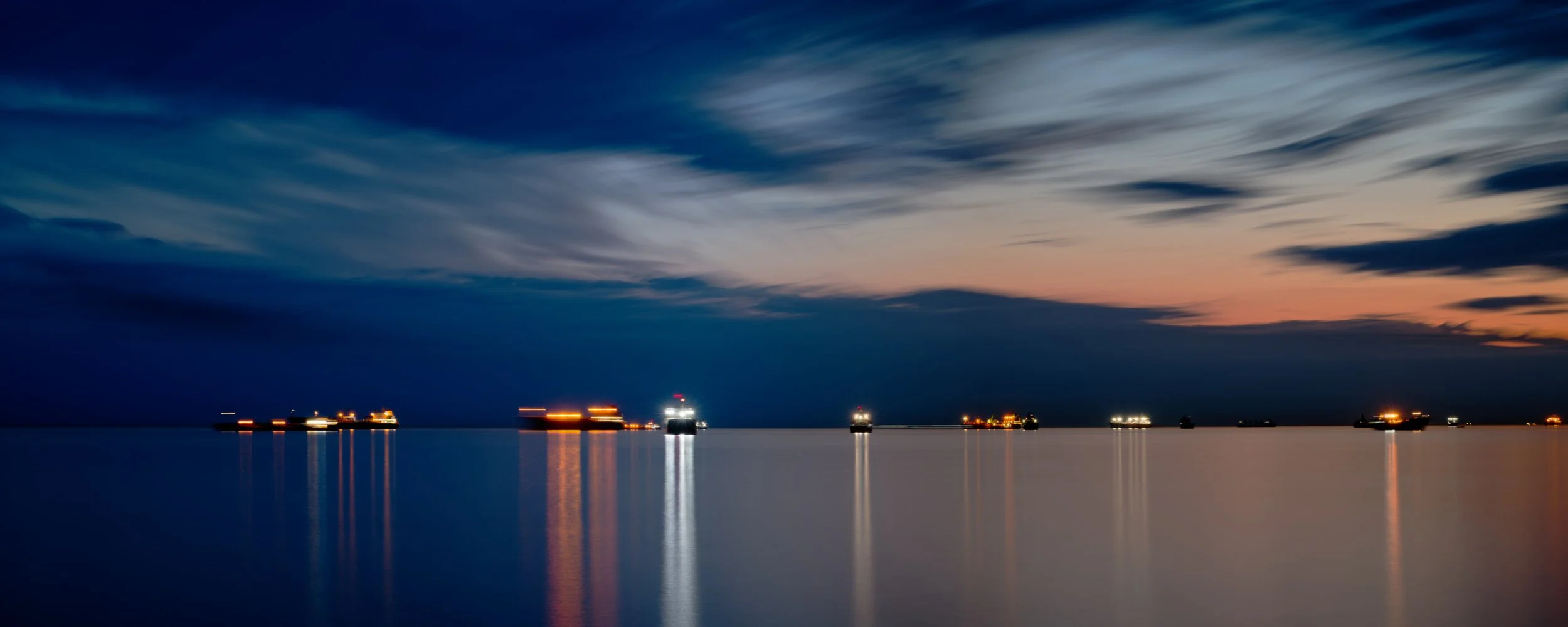 Ship anchorage at dusk, Istanbul, Turkiye.  Photograph by Douglas Seigars.