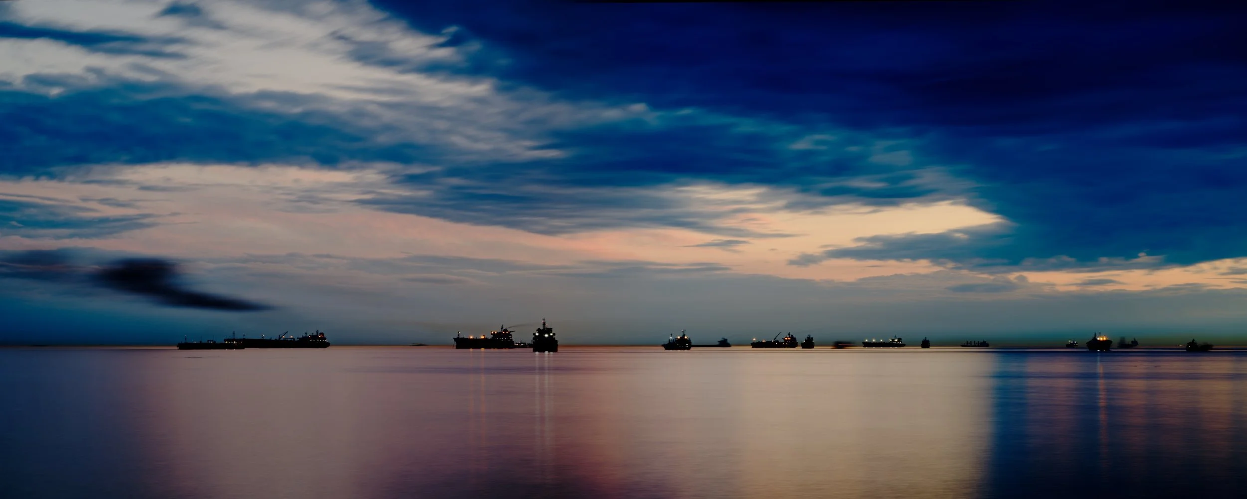 Ship anchorage at sunset, Istanbul, Turkiye.  Photograph by Douglas Seigars.