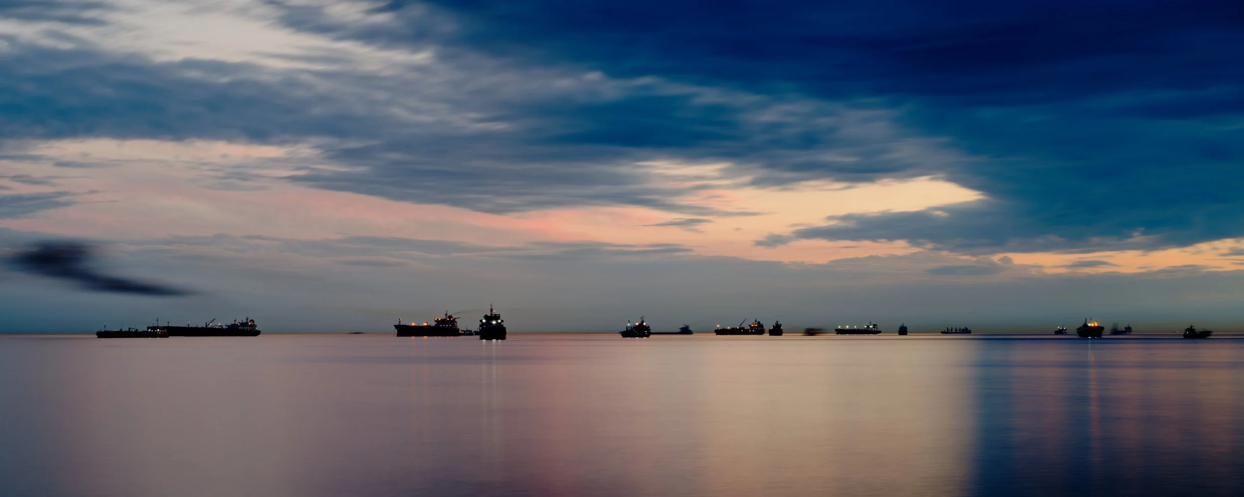 Ship anchorage at sunset, Istanbul, Turkiye.  Photograph by Douglas Seigars.