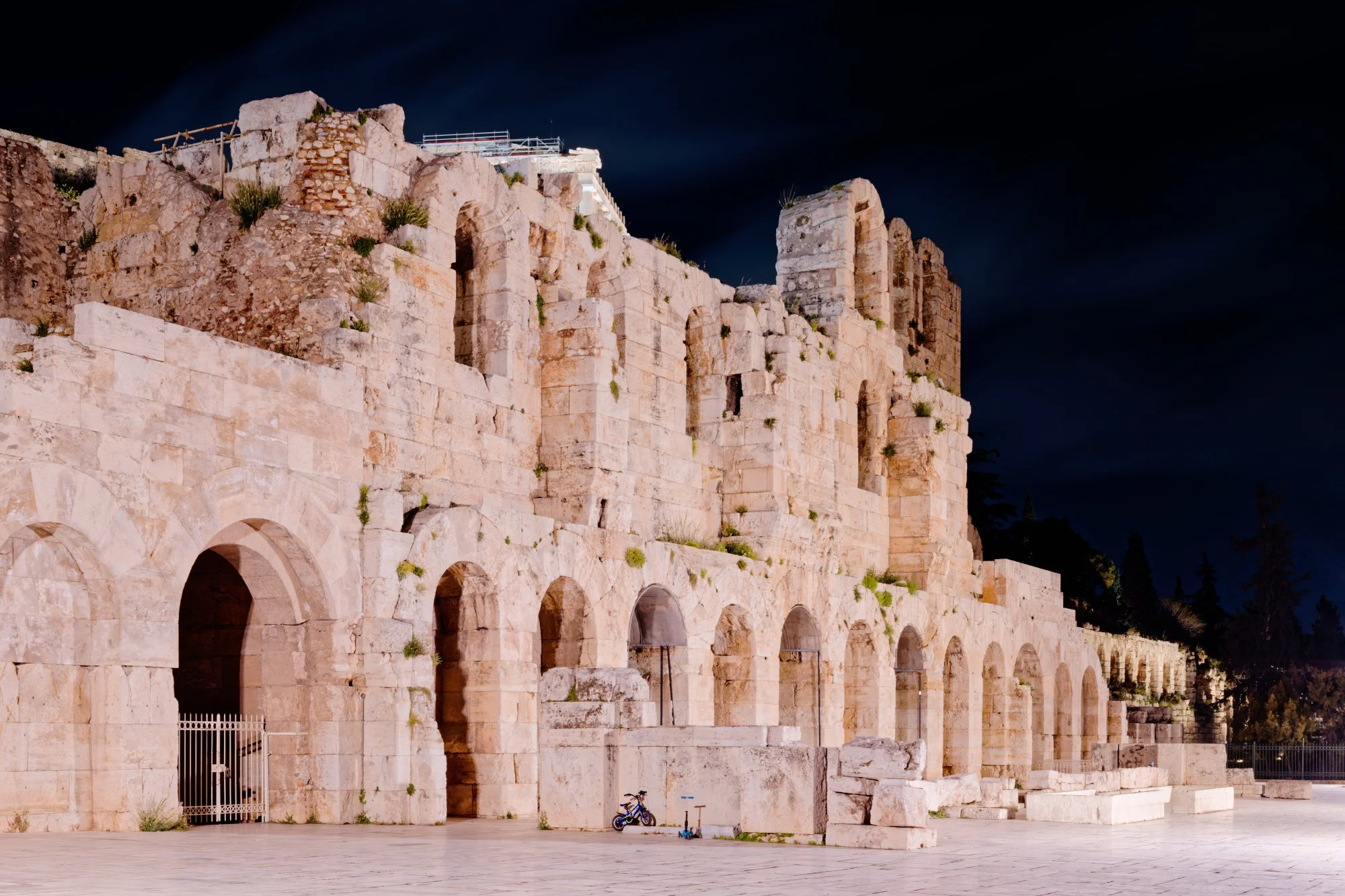 Odeon of Herodes Atticus at night, Athens, Greece.  Photograph by Douglas Seigars.