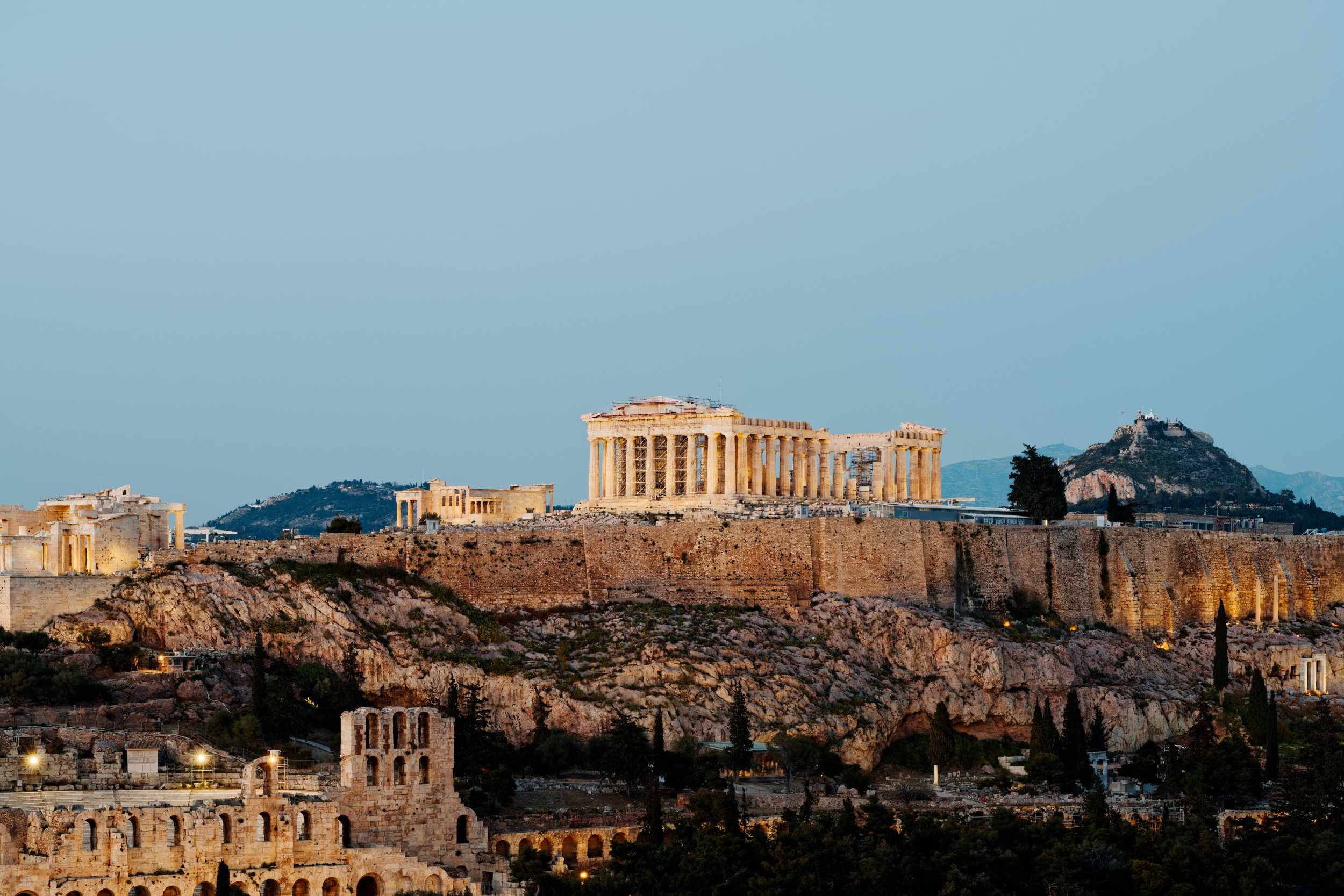 Acropolis, Athens at dusk.  Photograph by Douglas Seigars.