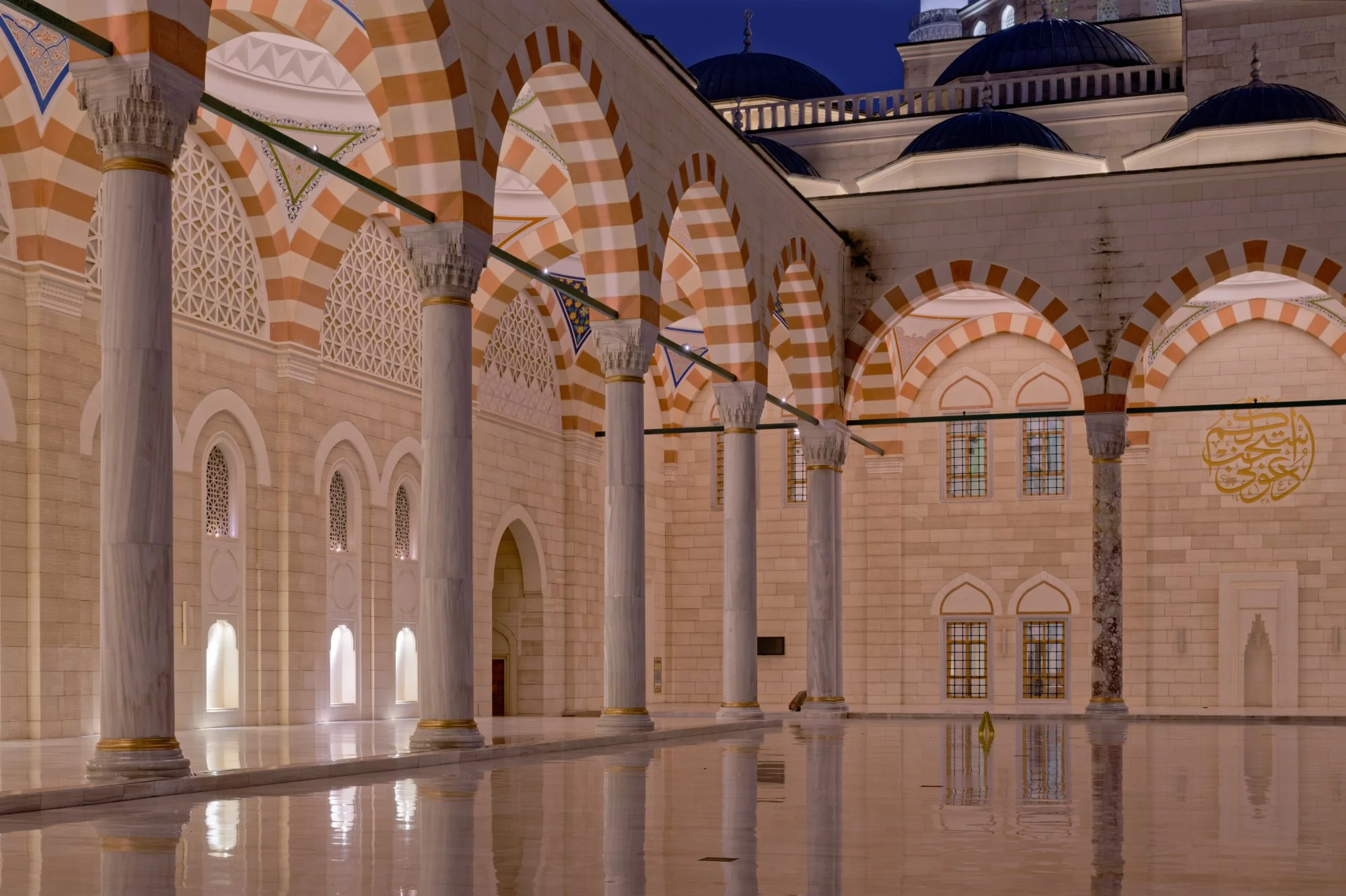 Grand Camlica Mosque on a rainy night, Istanbul, Turkiye.   Photograph by Douglas Seigars.