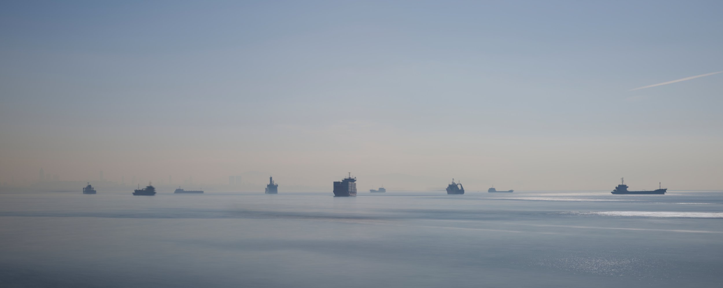 Ship anchorage in the morning, Istanbul, Turkiye.  Photograph by Douglas Seigars.