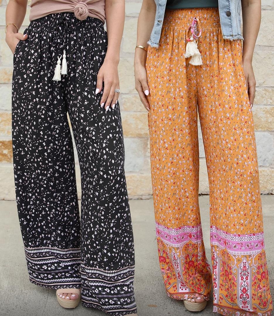 Grace & Lace Floral Wide Leg Pants