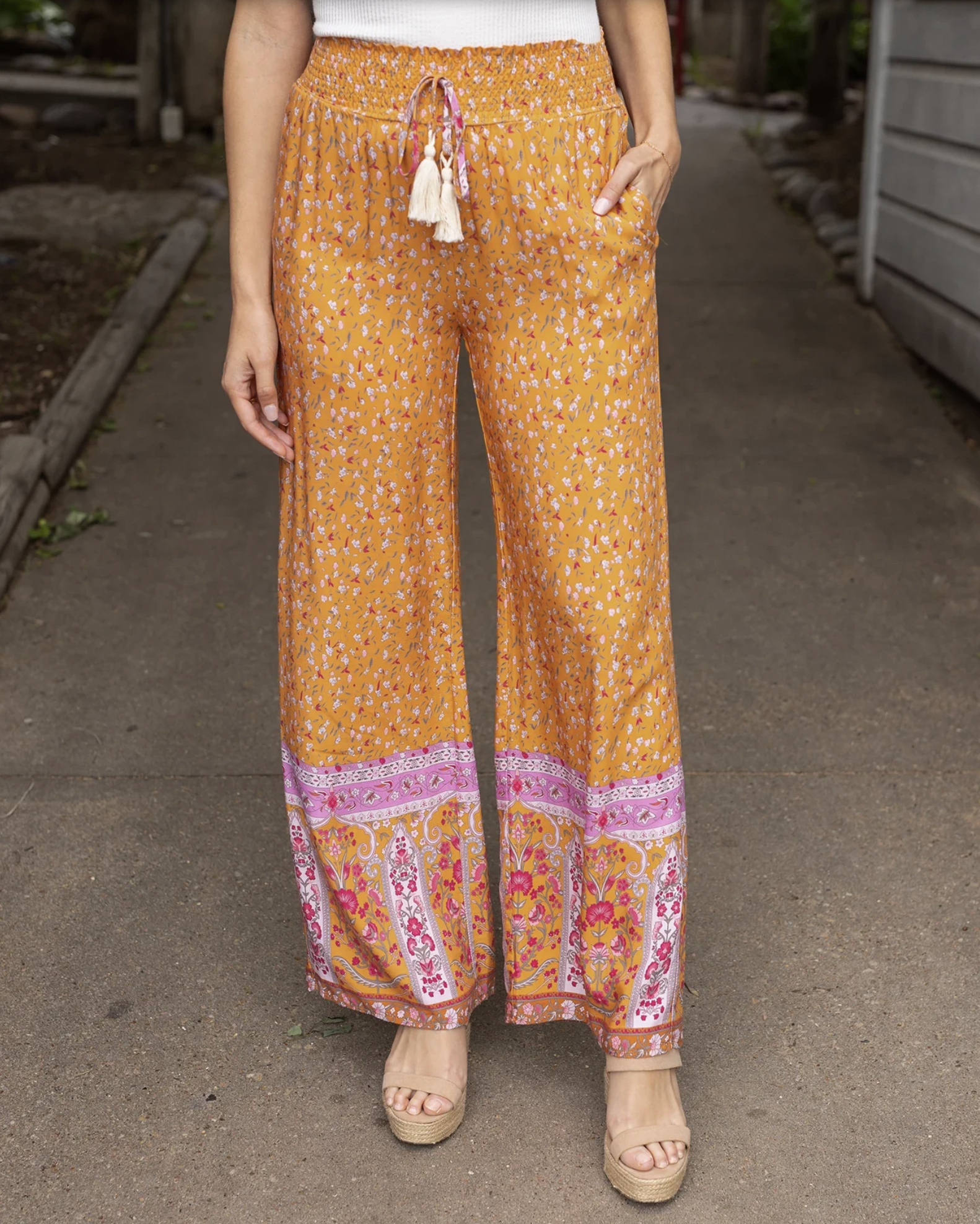 Grace & Lace Floral Wide Leg Pants