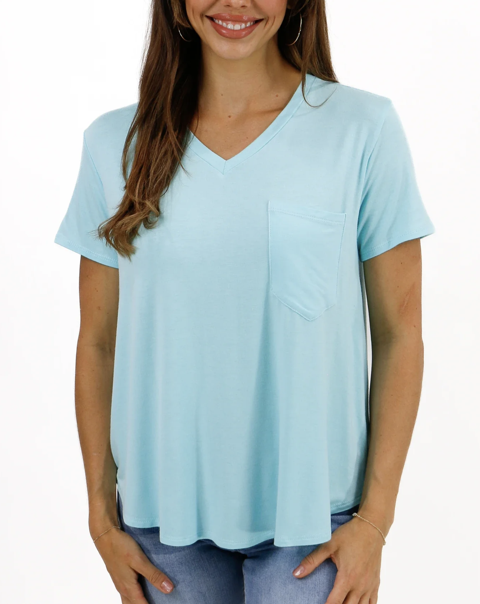 Grace & Lace Perfect Pocket Tee Coastal Blue