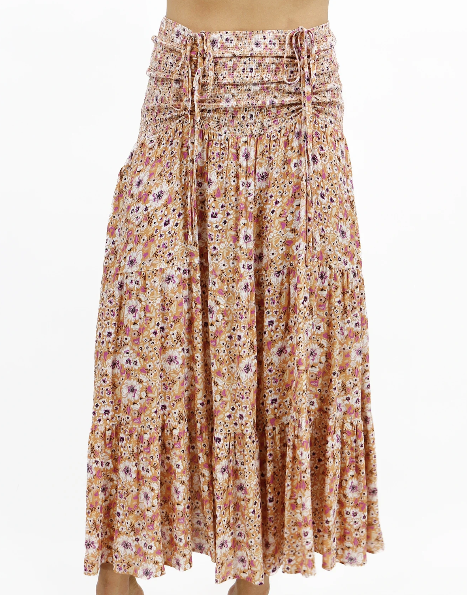 Grace & Lace Convertible Floral Maxi Skirt in Golden Floral