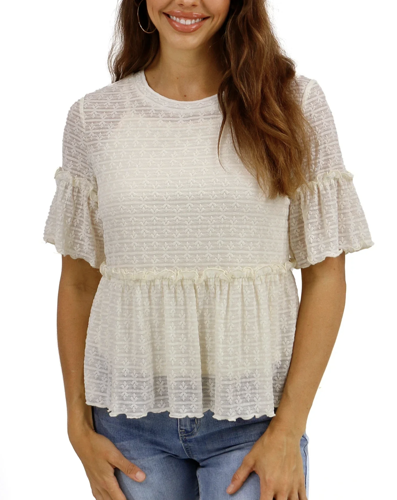 Grace & Lace Stretch Lace Peplum Top