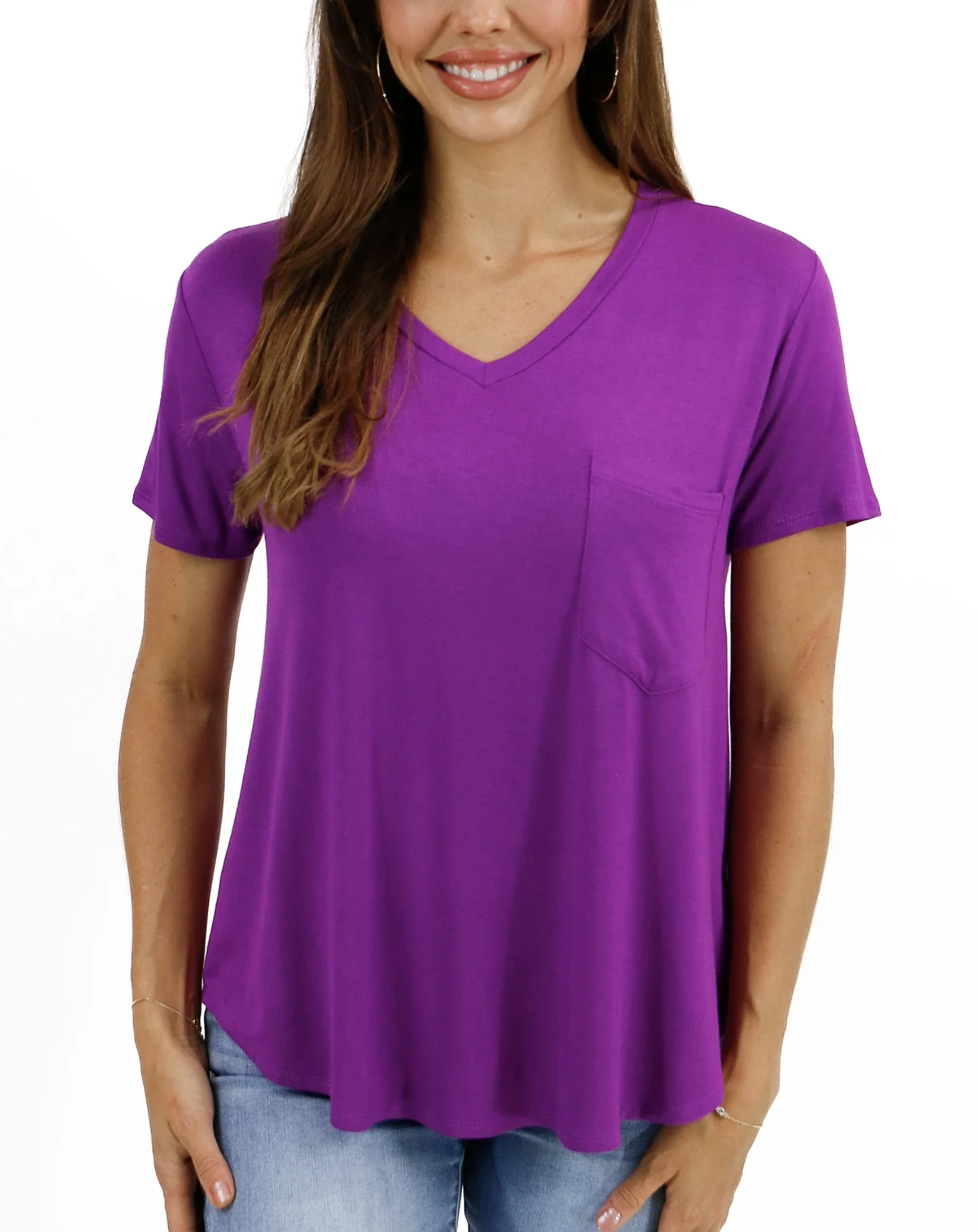 Grace & Lace Perfect Pocket Tee Violet Purple