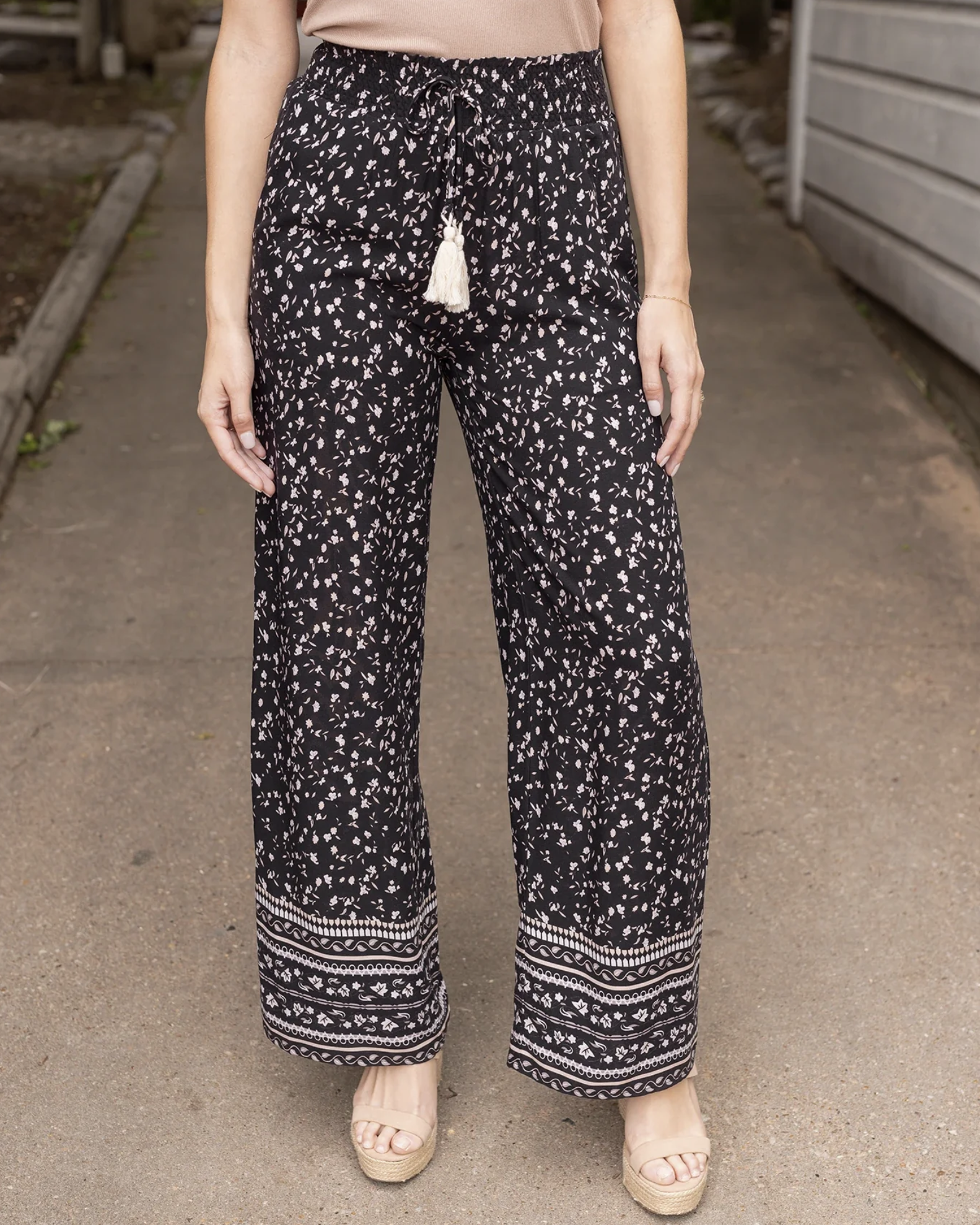 Grace & Lace Floral Wide Leg Pants